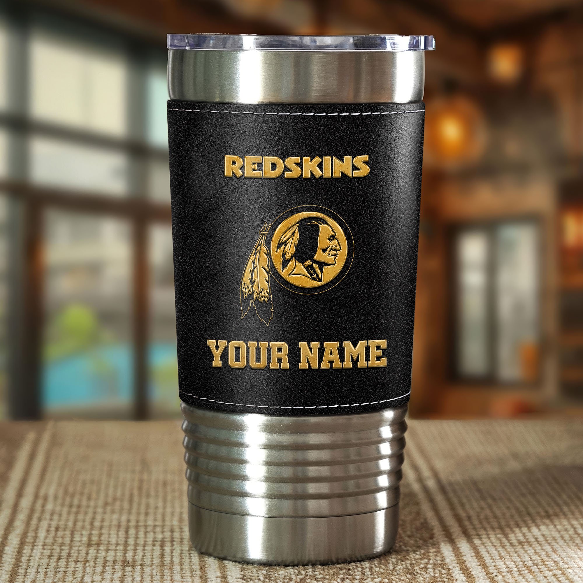 Alternative view of Washington Redskins Leather Tumbler Custom Your Name, Sport Gift For Fans, Father's Day Gifts EHIVM-05282375N