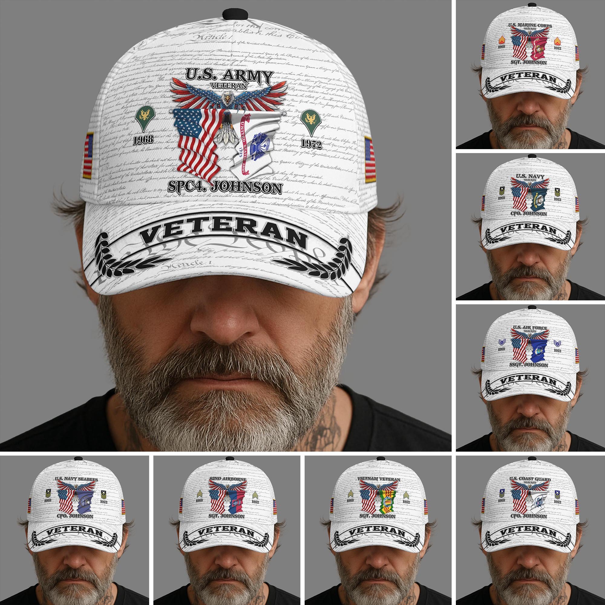 US Veteran Cap Custom Military, Name And Rank, Veteran Cap For Soldiers, Veteran Gifts ETRG-05272347