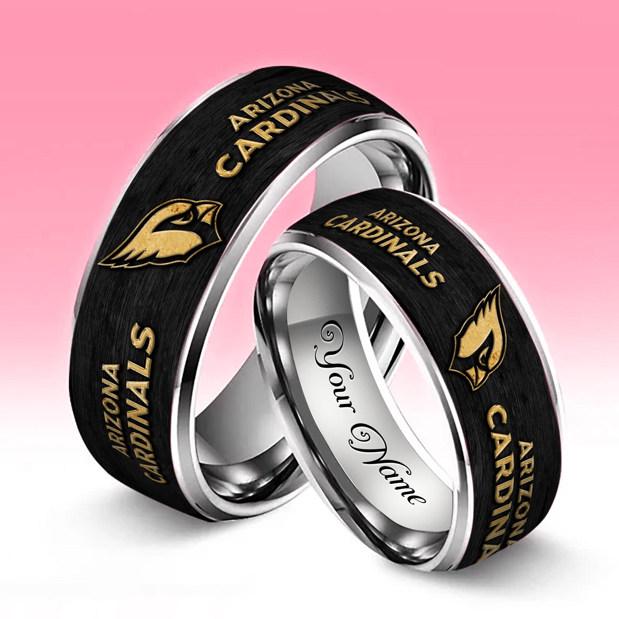 Alternative view of Arizona Cardinals Stainless Steel Rings Comes With Box Custom Your Name 2025 versions, Gifts For Fan  EHIVM-05032127N
