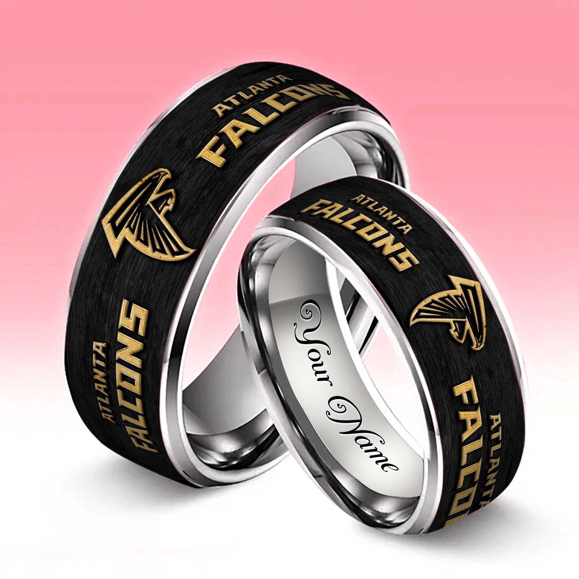 Alternative view of Atlanta Falcons Stainless Steel Rings Comes With Box Custom Your Name 2025 versions, Gifts For Fan  EHIVM-05032127N