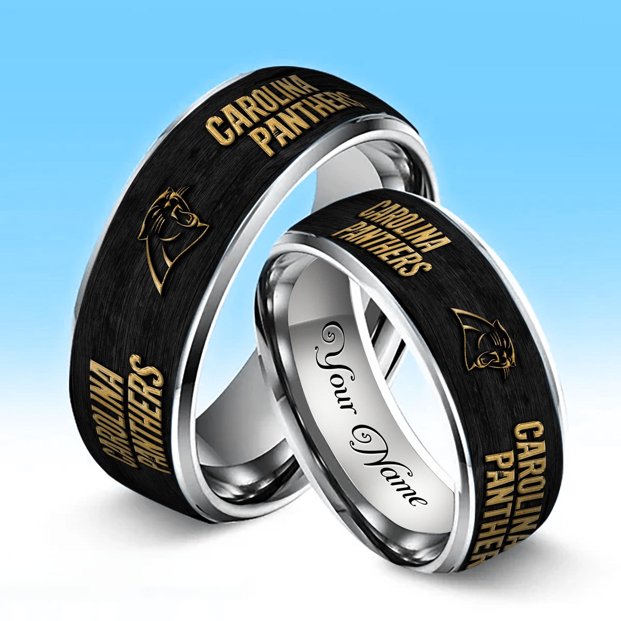 Alternative view of Carolina Panthers Stainless Steel Rings Comes With Box Custom Your Name 2025 versions, Gifts For Fan  EHIVM-05032127N