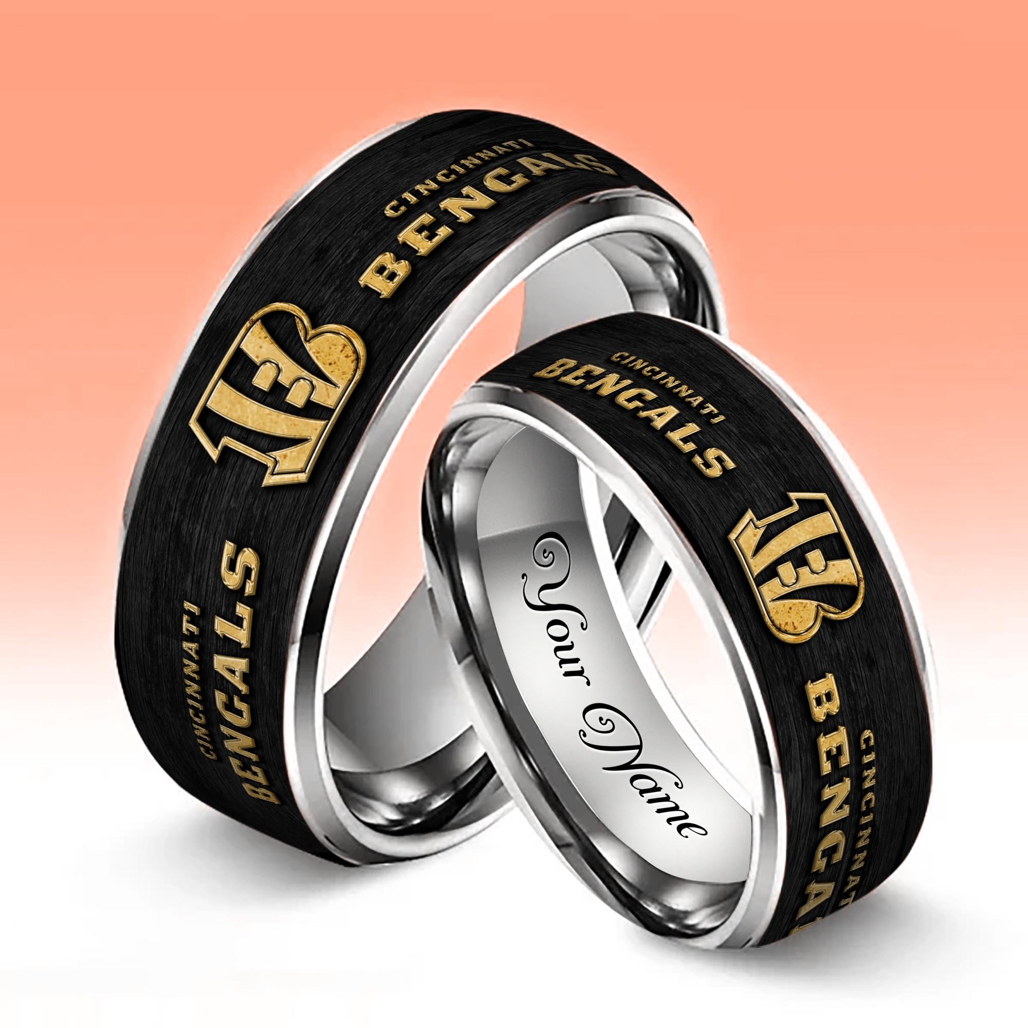 Alternative view of Cincinnati Bengals Stainless Steel Rings Comes With Box Custom Your Name 2025 versions, Gifts For Fan  EHIVM-05032127N