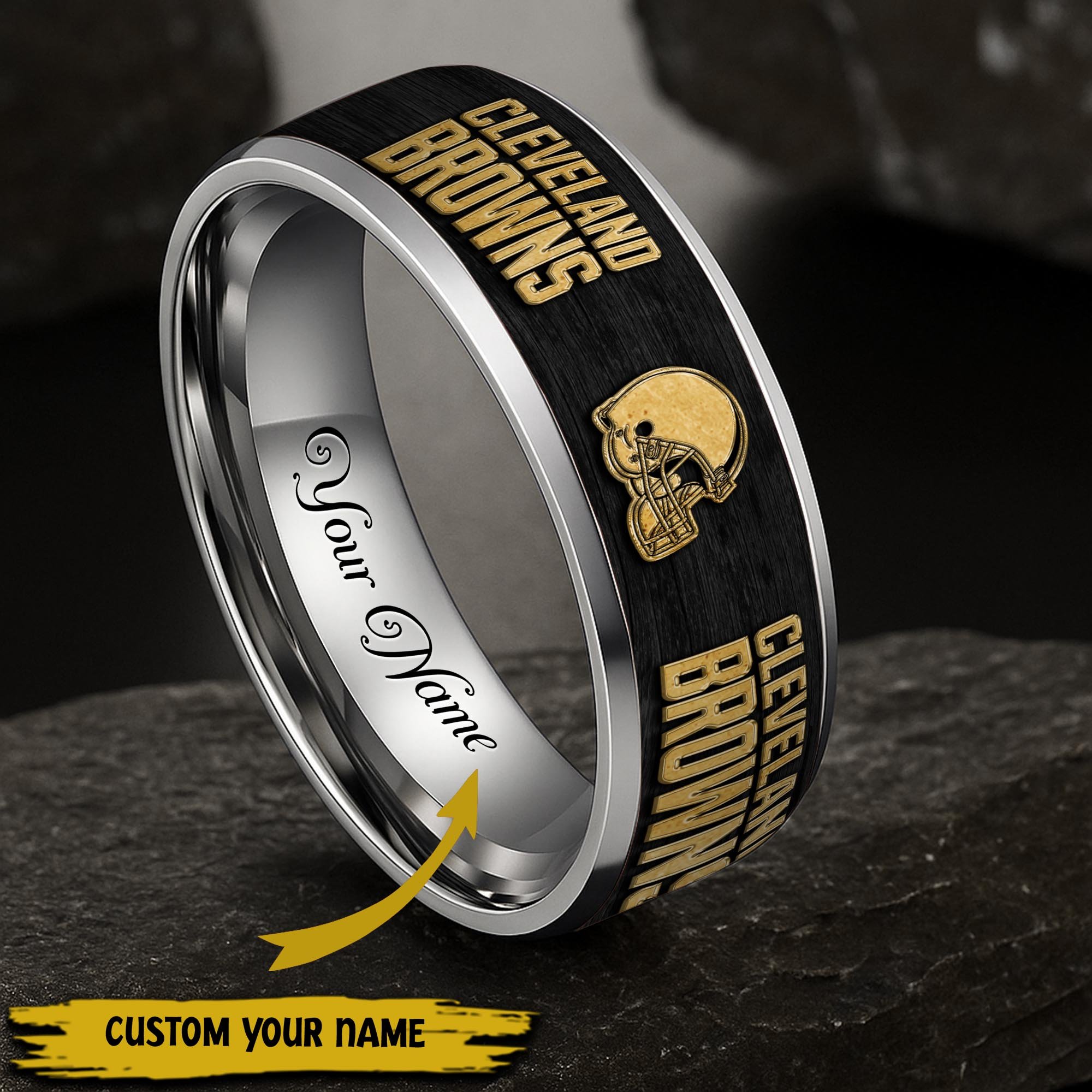 Cleveland Browns Stainless Steel Rings Comes With Box Custom Your Name 2025 versions, Gifts For Fan  EHIVM-05032127N