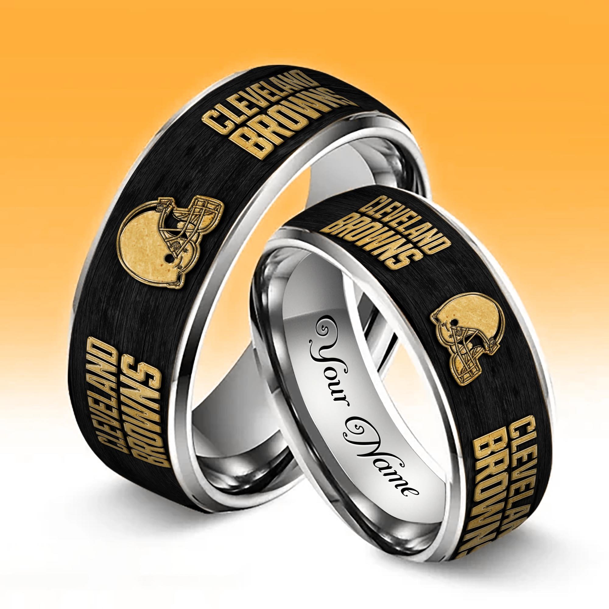 Alternative view of Cleveland Browns Stainless Steel Rings Comes With Box Custom Your Name 2025 versions, Gifts For Fan  EHIVM-05032127N