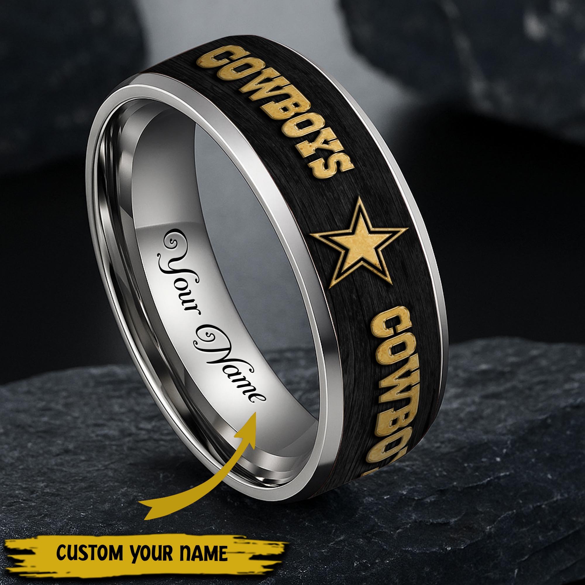 Dallas Cowboys Stainless Steel Rings Comes With Box Custom Your Name 2025 versions, Gifts For Fan  EHIVM-05032127N
