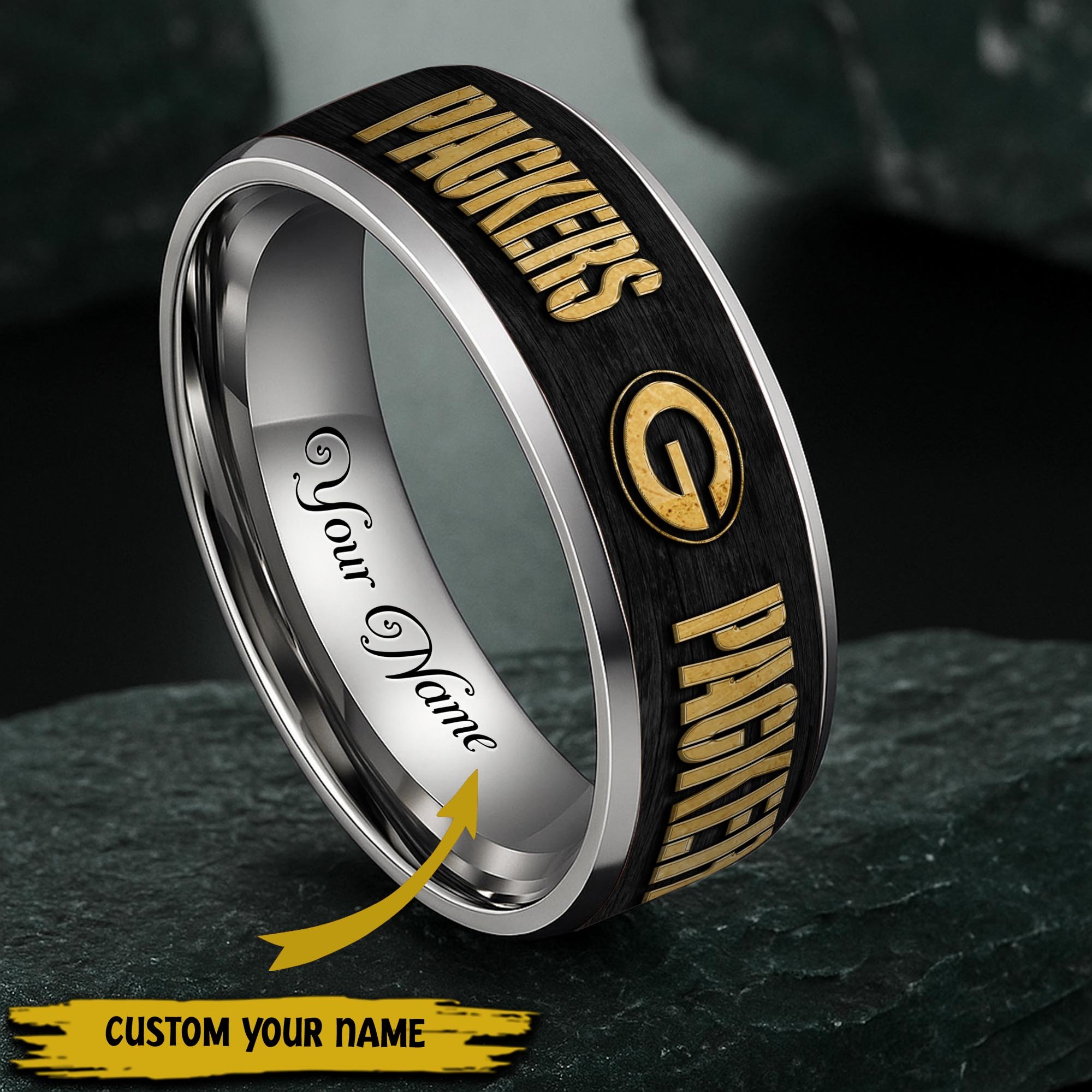 Green Bay Packers Stainless Steel Rings Comes With Box Custom Your Name 2025 versions, Gifts For Fan  EHIVM-05032127N