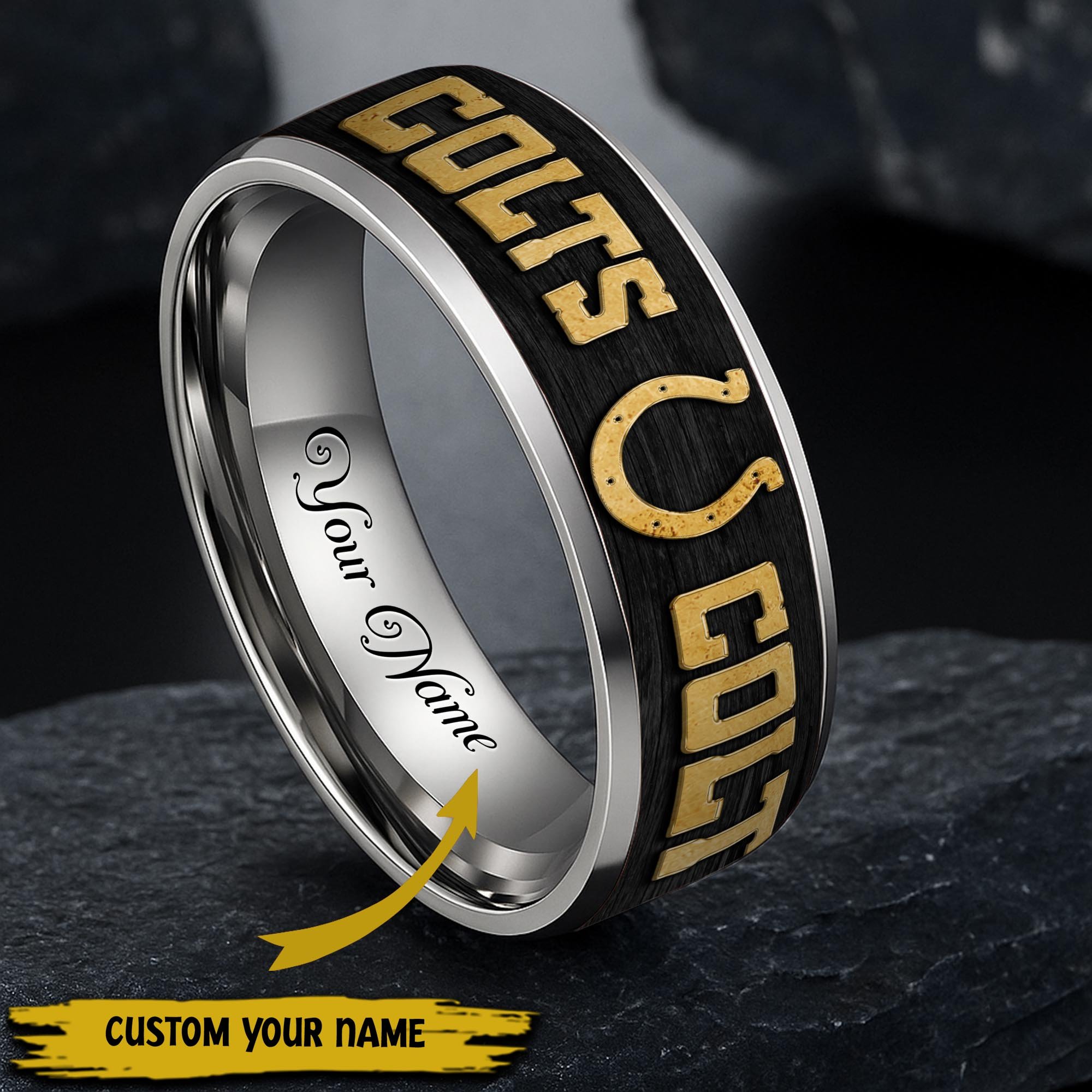 Indianapolis Colts Stainless Steel Rings Comes With Box Custom Your Name 2025 versions, Gifts For Fan  EHIVM-05032127N