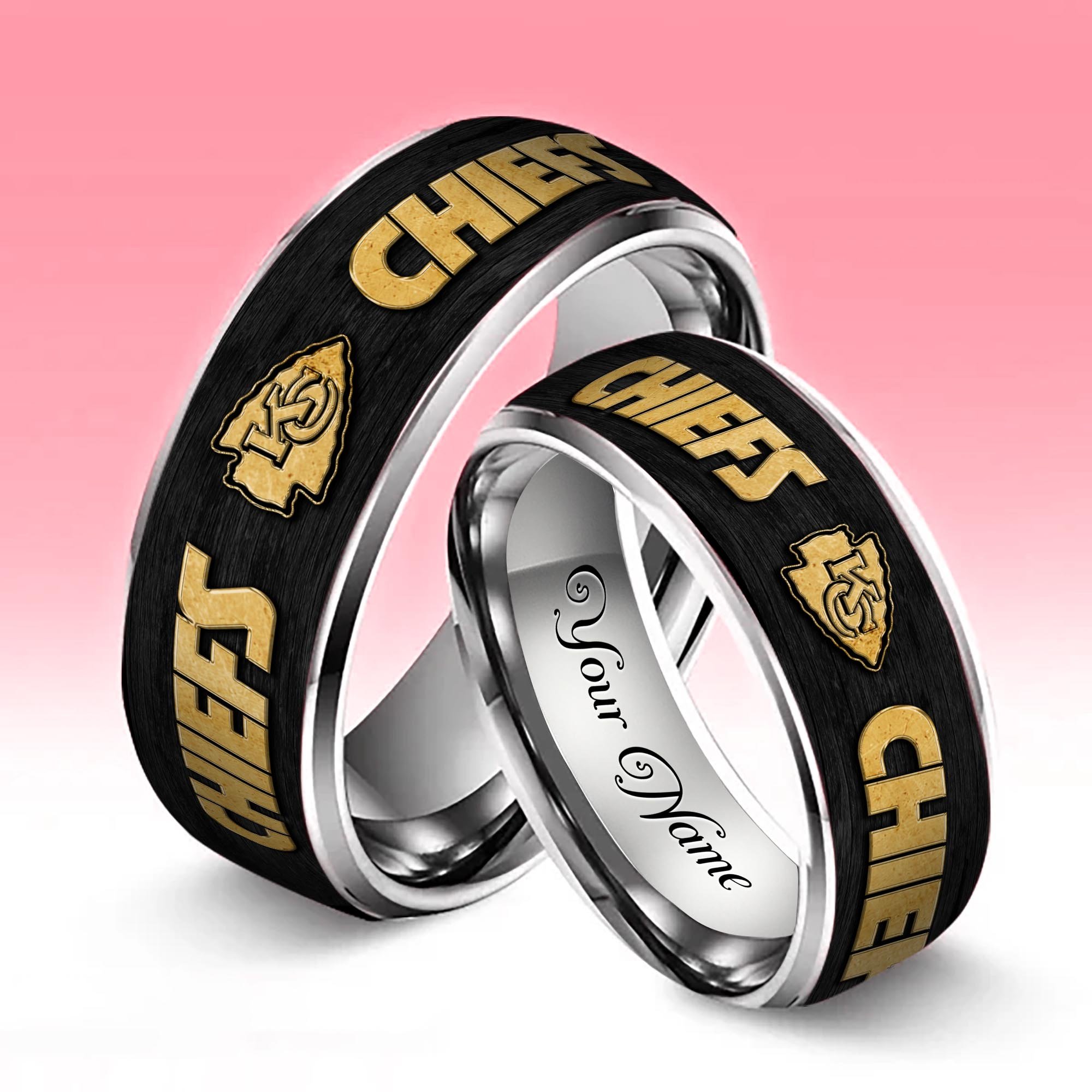 Alternative view of Kansas City Chiefs Stainless Steel Rings Comes With Box Custom Your Name 2025 versions, Gifts For Fan  EHIVM-05032127N