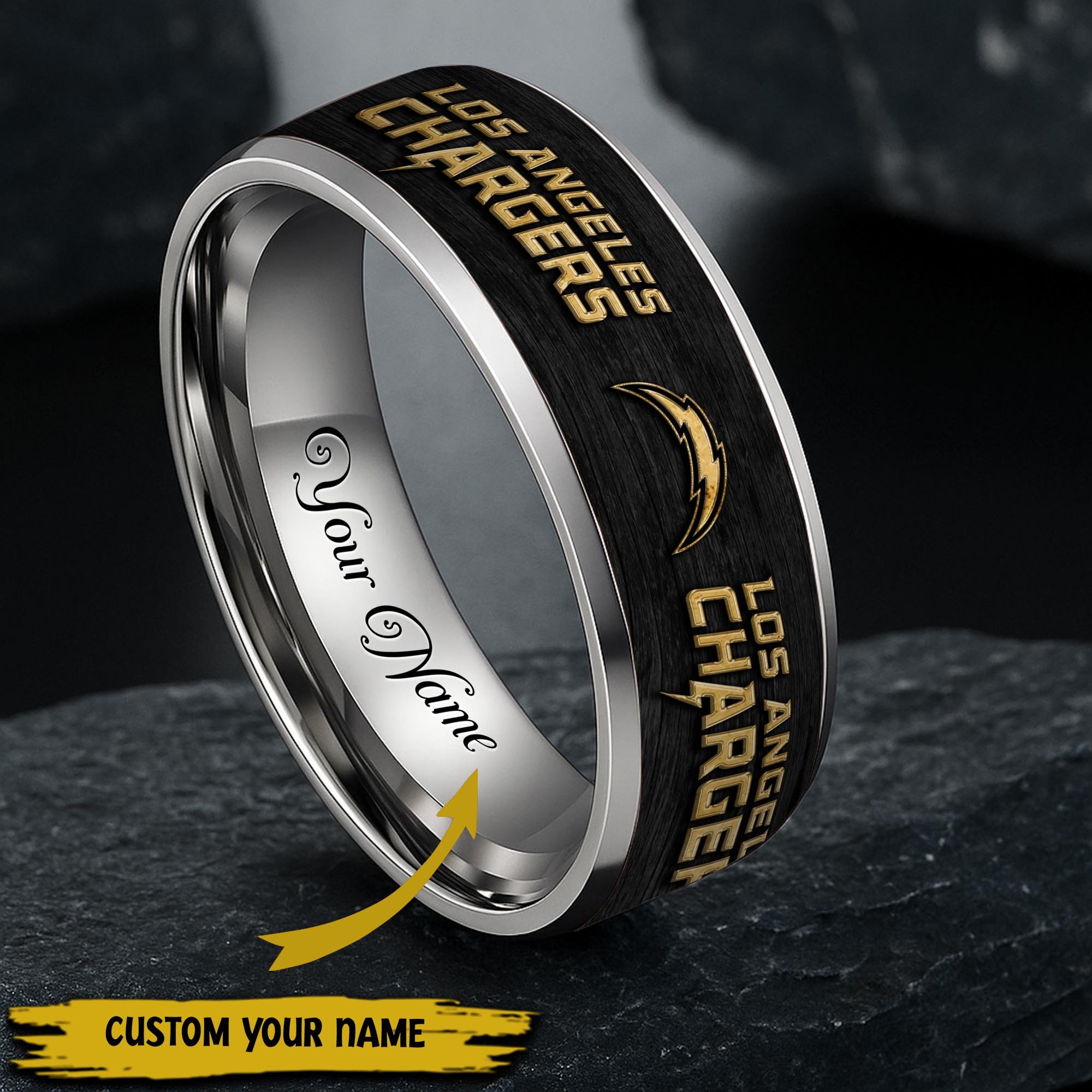 Los Angeles Chargers Stainless Steel Rings Comes With Box Custom Your Name 2025 versions, Gifts For Fan  EHIVM-05032127N