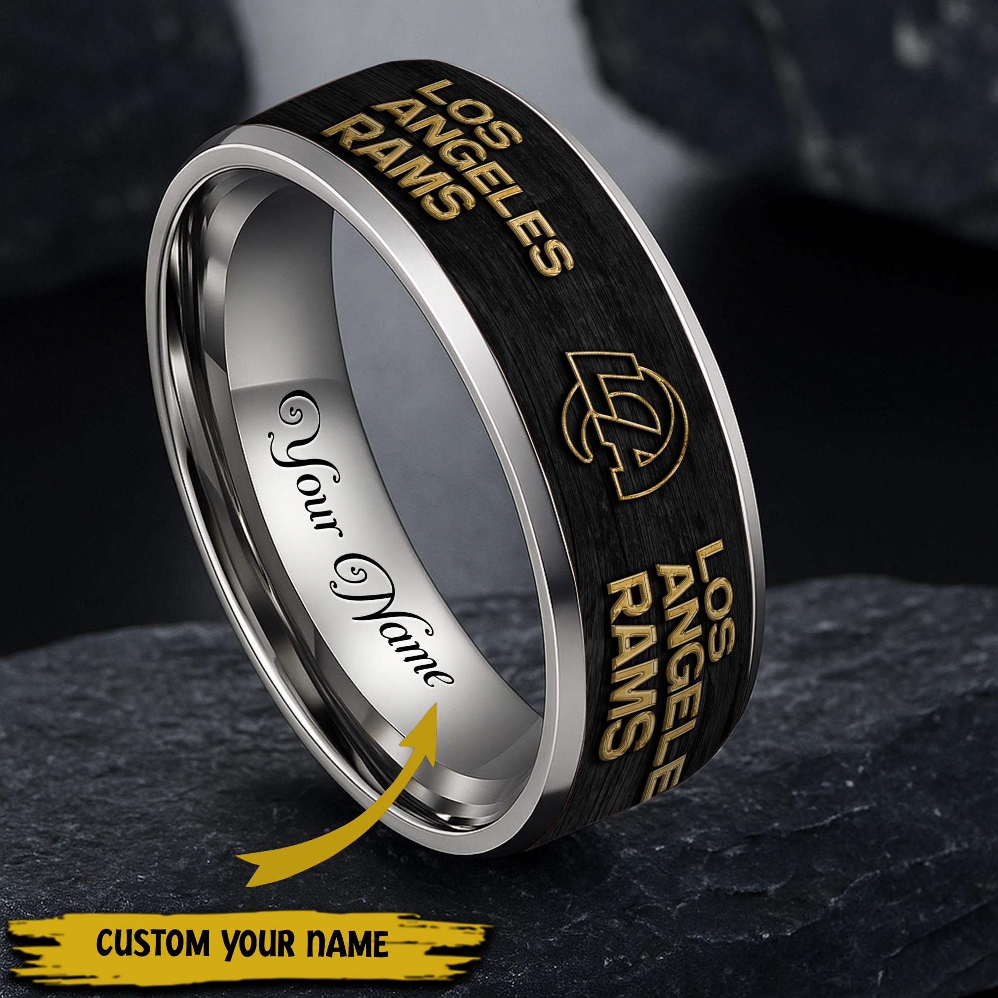 Los Angeles Rams Stainless Steel Rings Comes With Box Custom Your Name 2025 versions, Gifts For Fan  EHIVM-05032127N