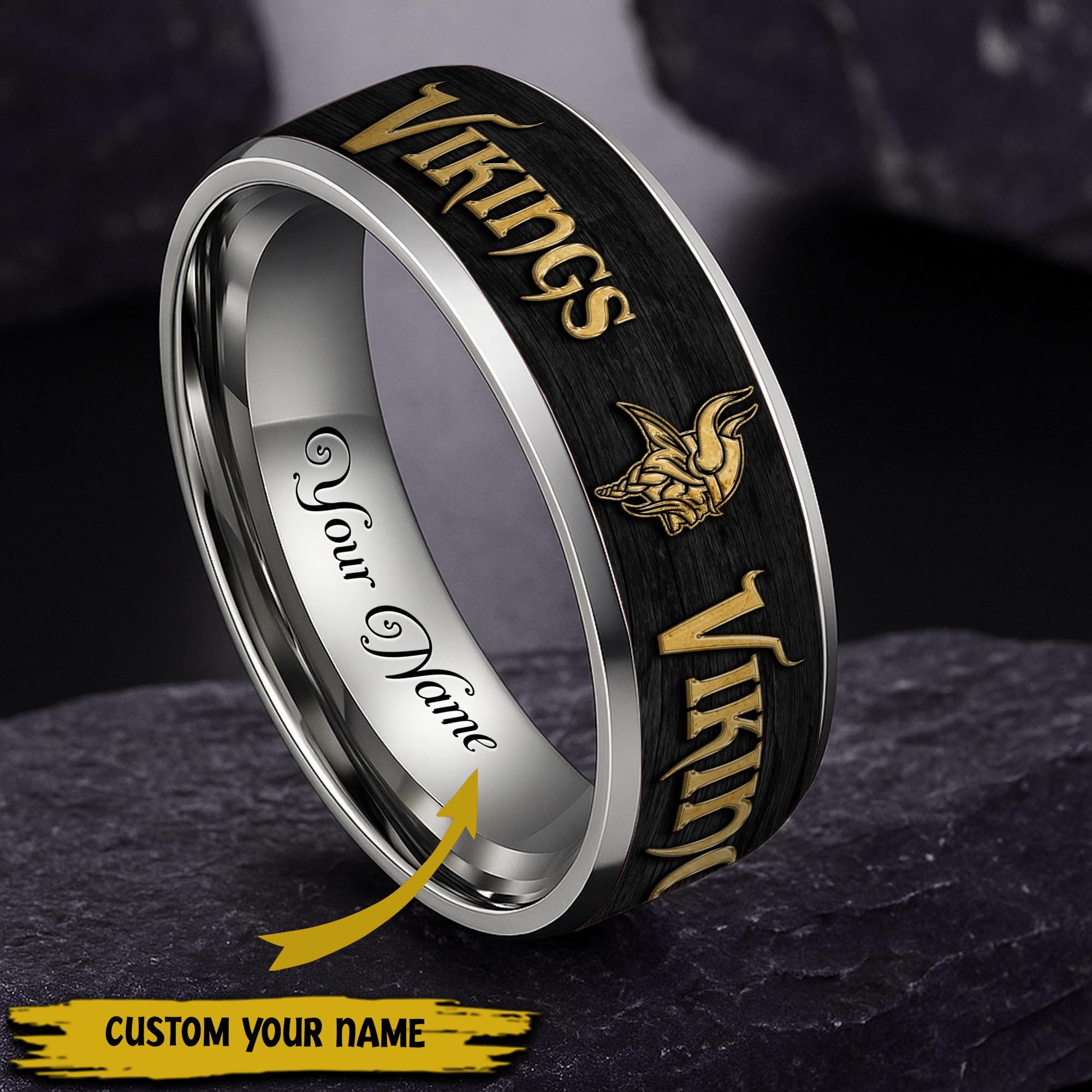 Minnesota Vikings Stainless Steel Rings Comes With Box Custom Your Name 2025 versions, Gifts For Fan  EHIVM-05032127N