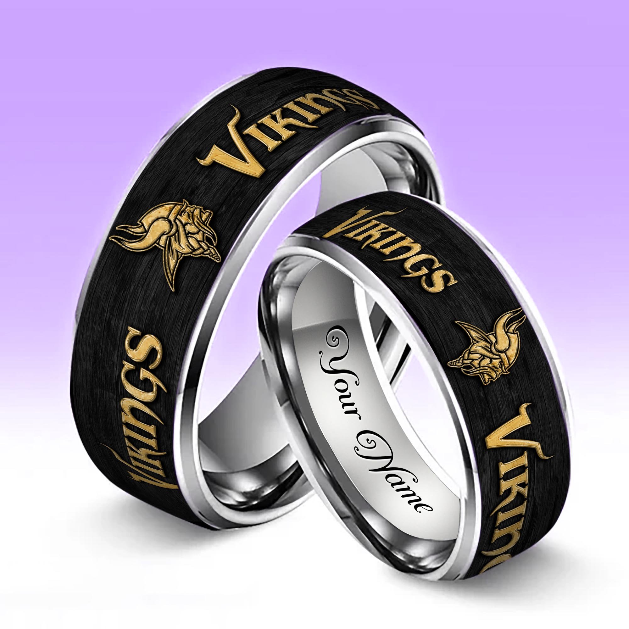 Alternative view of Minnesota Vikings Stainless Steel Rings Comes With Box Custom Your Name 2025 versions, Gifts For Fan  EHIVM-05032127N