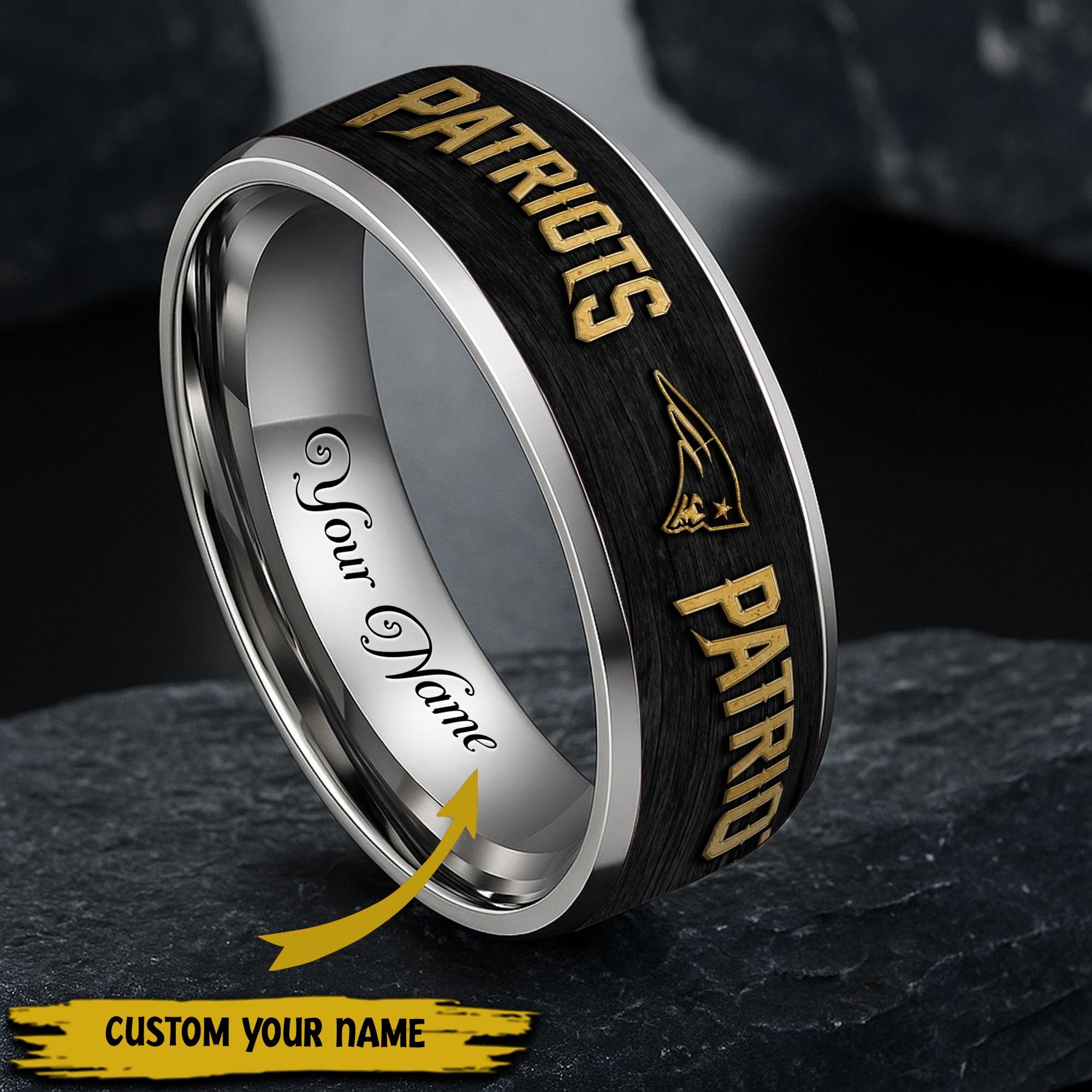 New England Patriots Stainless Steel Rings Comes With Box Custom Your Name 2025 versions, Gifts For Fan  EHIVM-05032127N