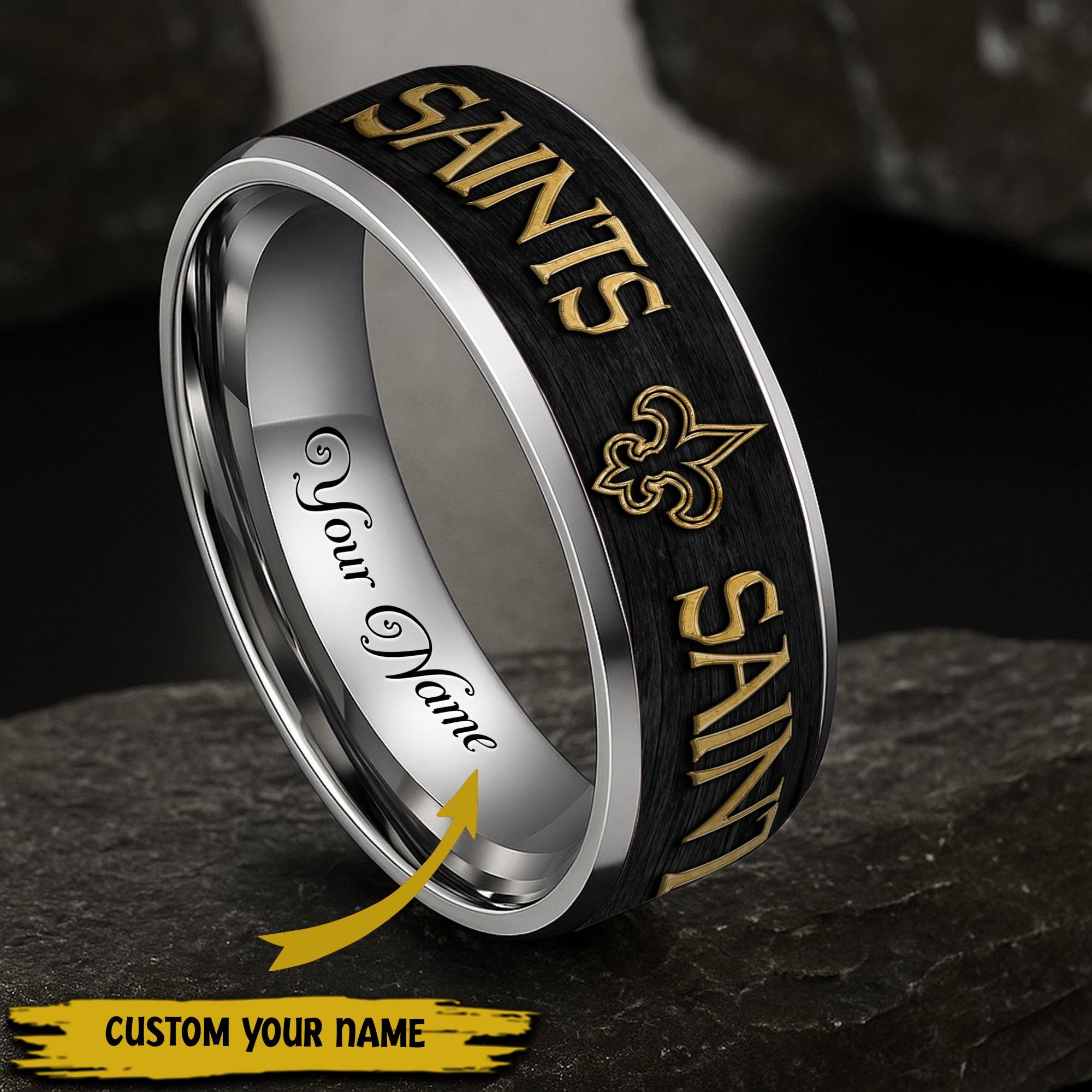New Orleans Saints Stainless Steel Rings Comes With Box Custom Your Name 2025 versions, Gifts For Fan  EHIVM-05032127N