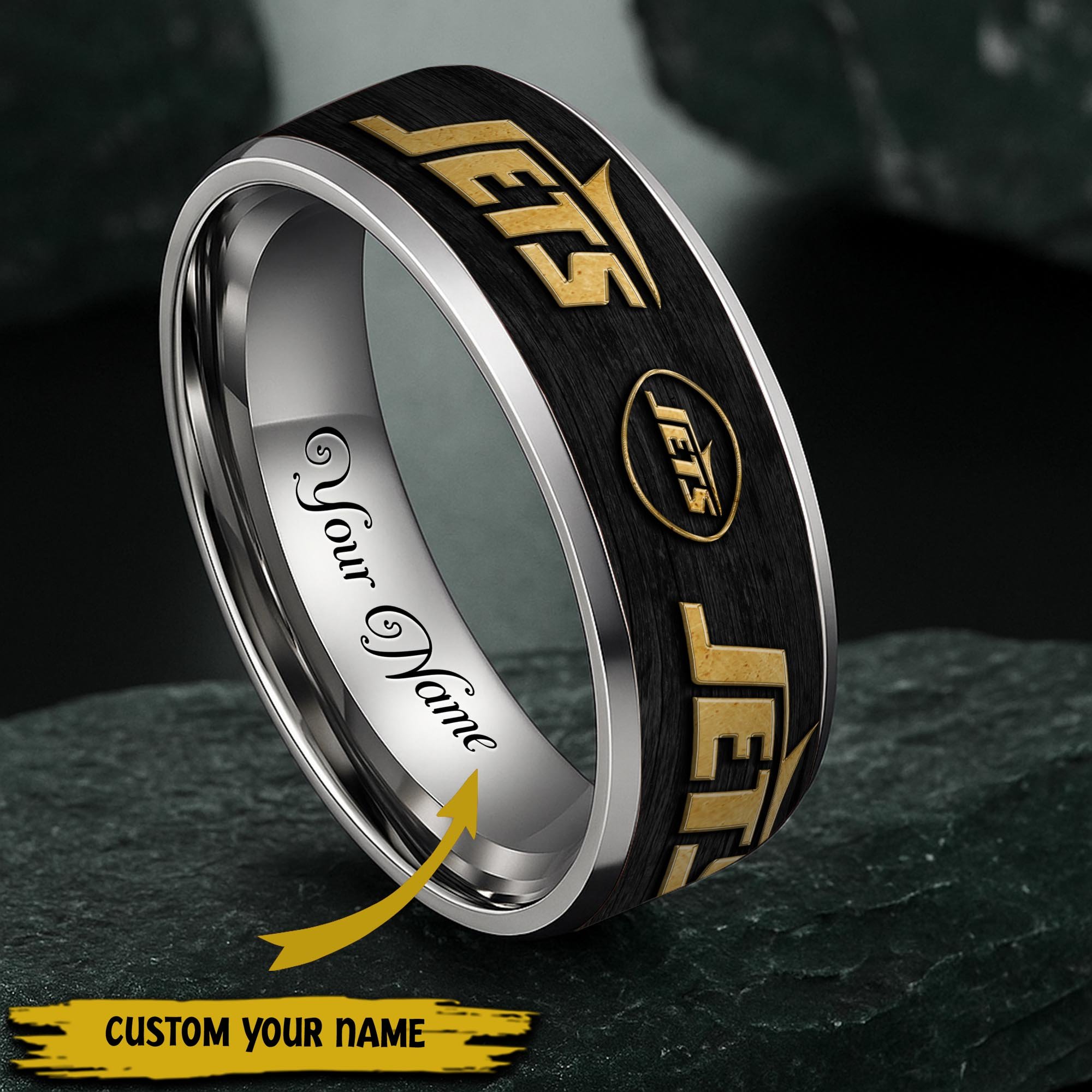 New York Jets Stainless Steel Rings Comes With Box Custom Your Name 2025 versions, Gifts For Fan  EHIVM-05032127N