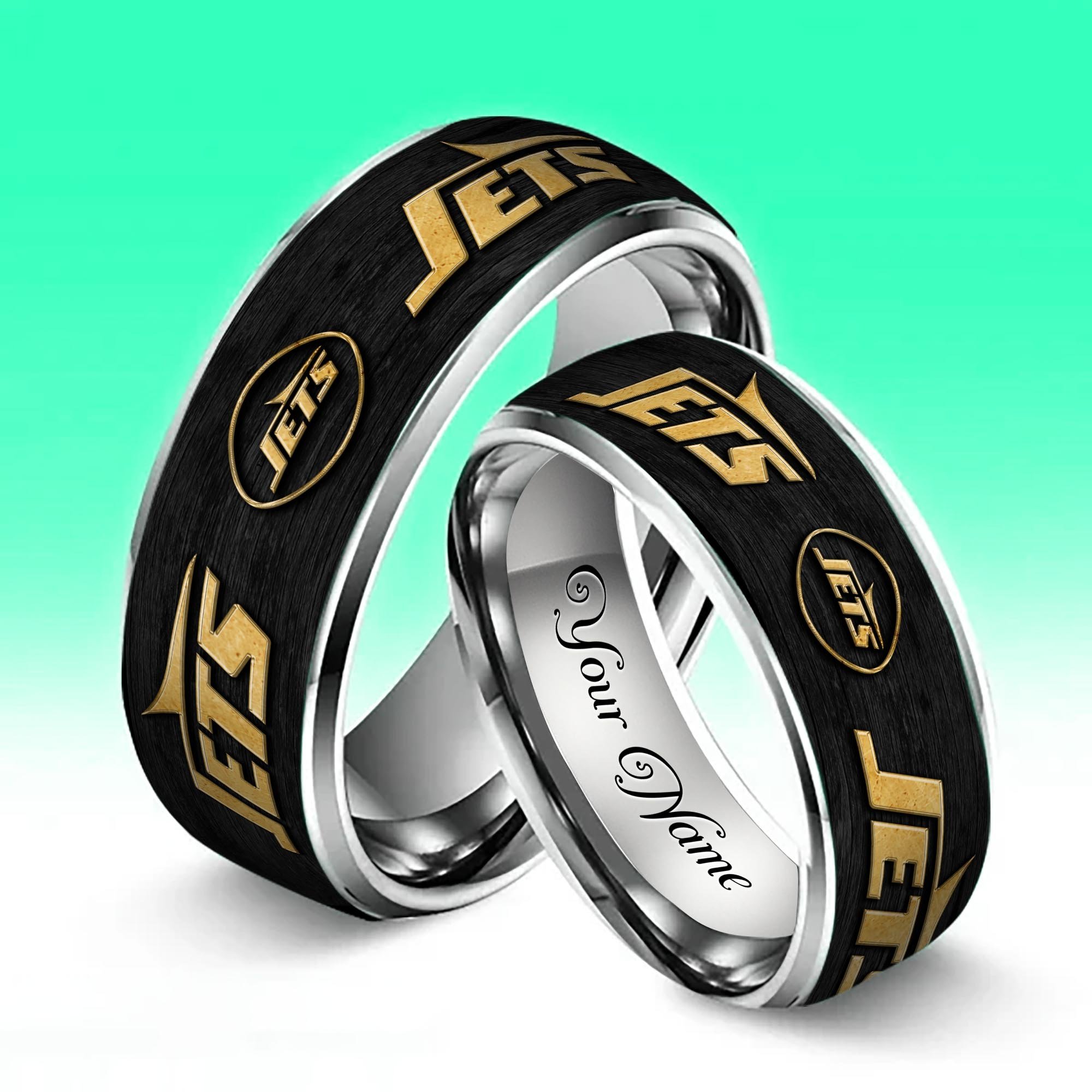 Alternative view of New York Jets Stainless Steel Rings Comes With Box Custom Your Name 2025 versions, Gifts For Fan  EHIVM-05032127N