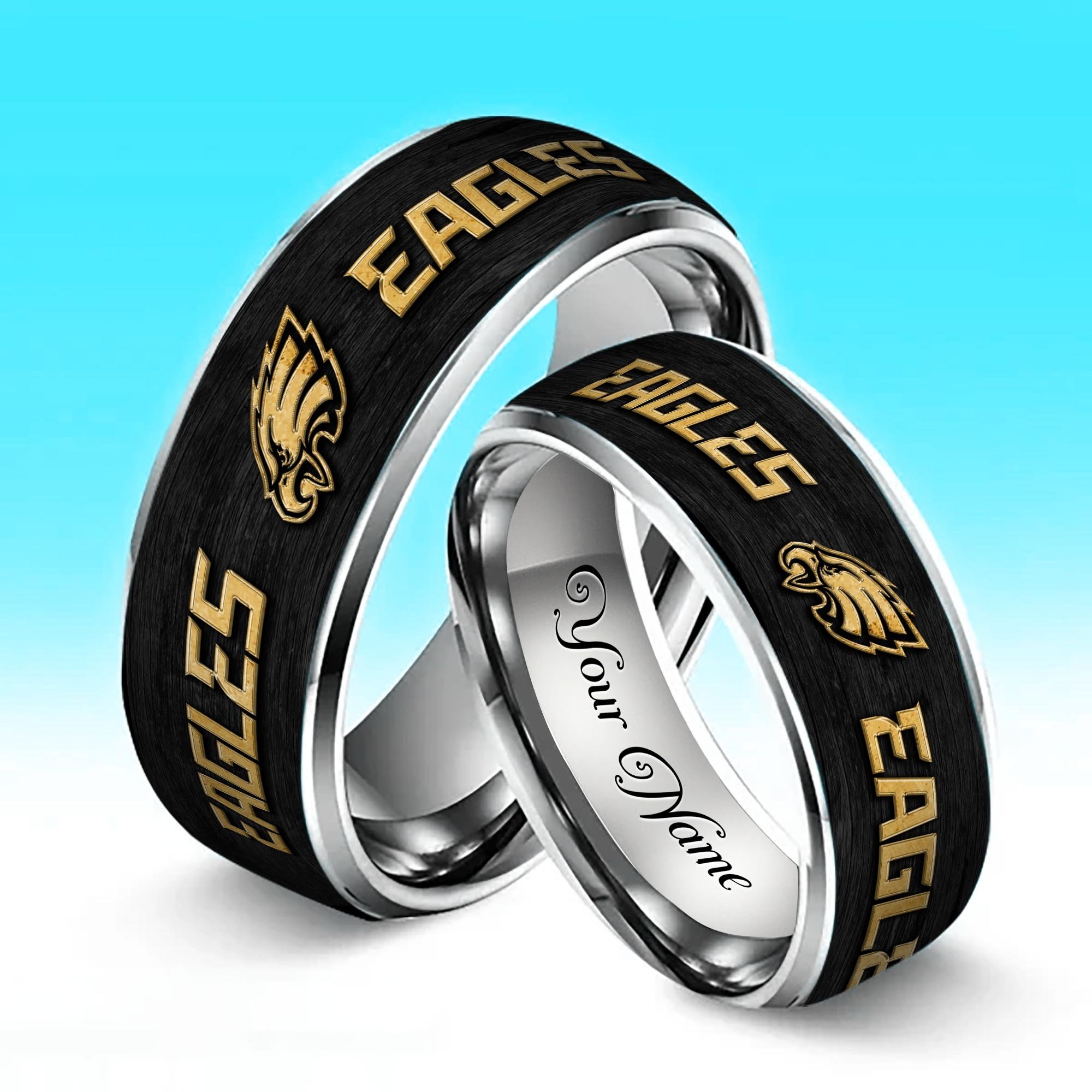 Alternative view of Philadelphia Eagles Stainless Steel Rings Comes With Box Custom Your Name 2025 versions, Gifts For Fan  EHIVM-05032127N