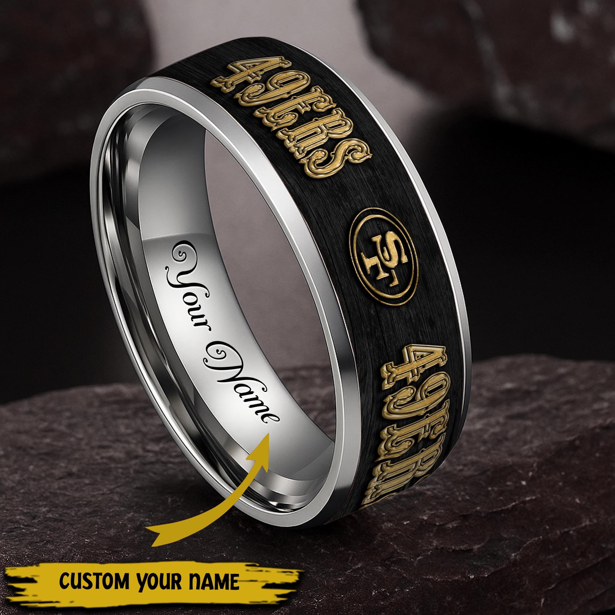 San Francisco 49ers Stainless Steel Rings Comes With Box Custom Your Name 2025 versions, Gifts For Fan  EHIVM-05032127N