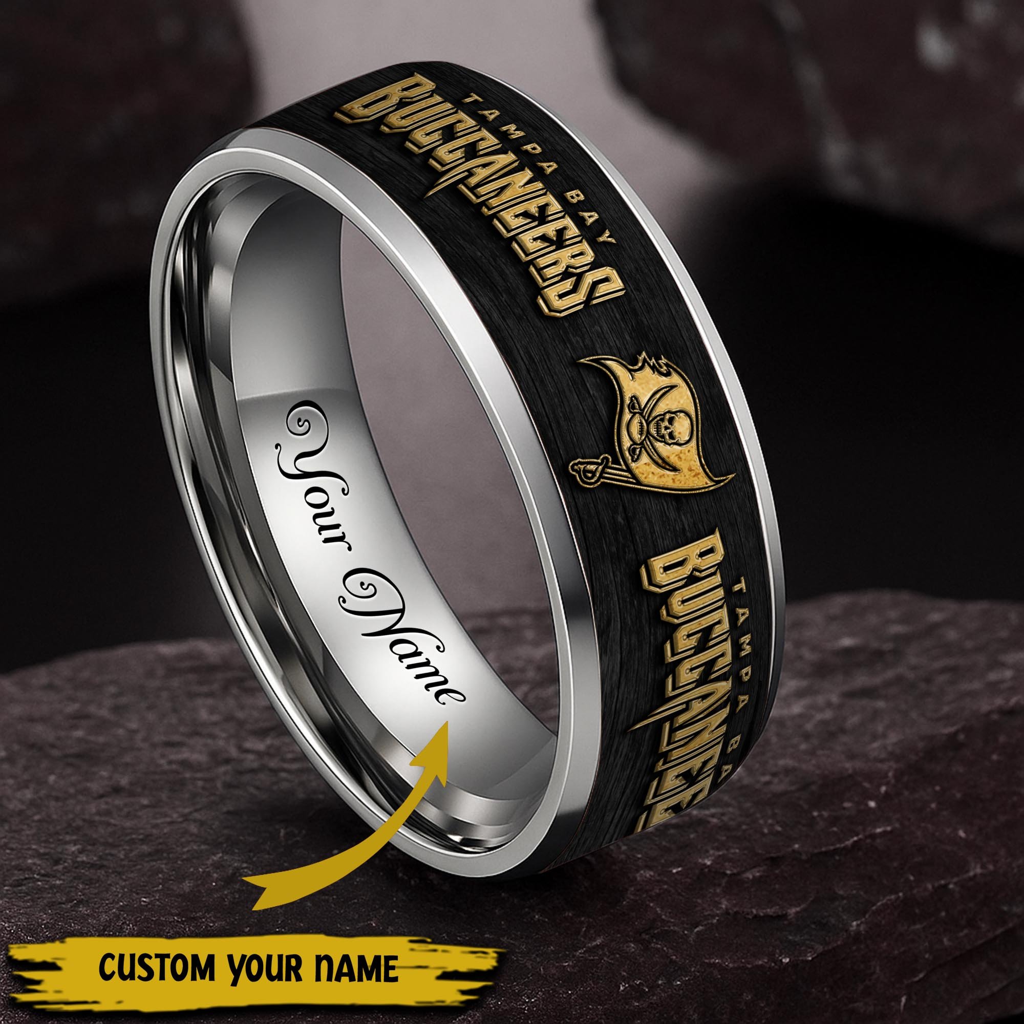Tampa Bay Buccaneers Stainless Steel Rings Comes With Box Custom Your Name 2025 versions, Gifts For Fan  EHIVM-05032127N