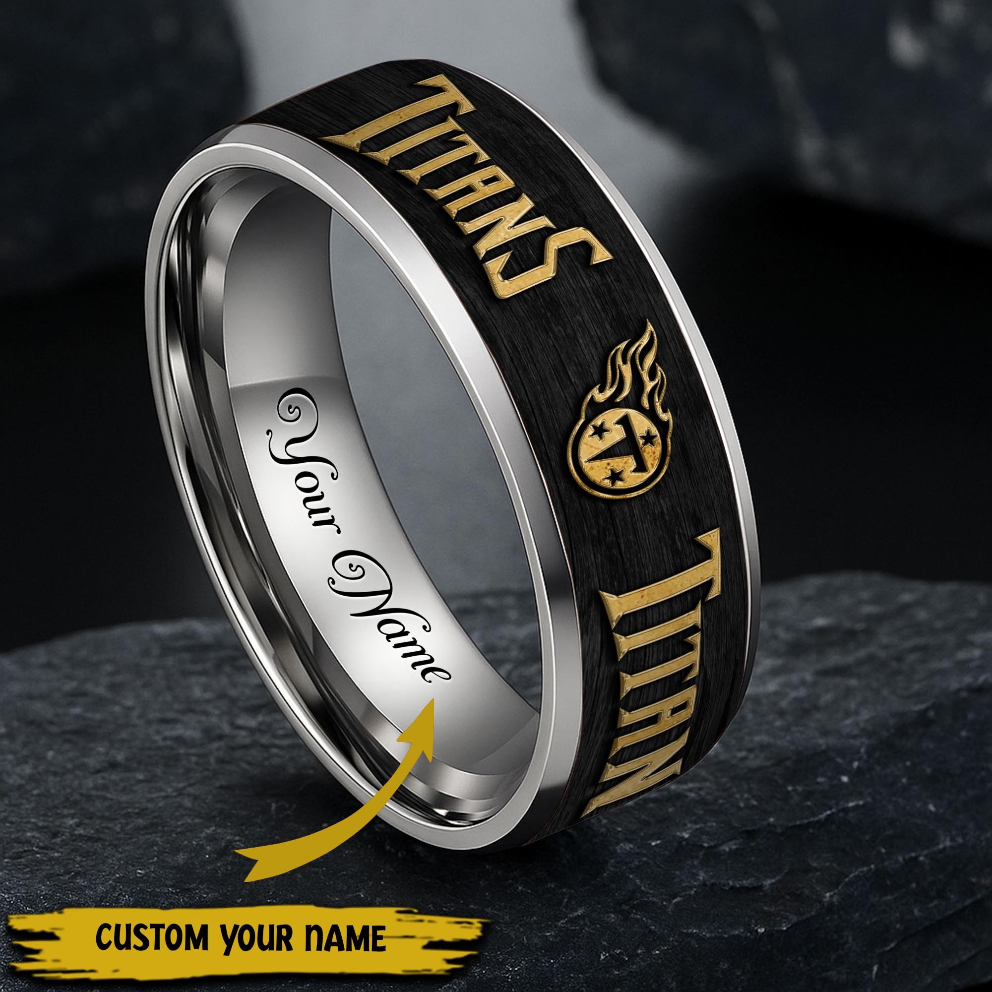 Tennessee Titans Stainless Steel Rings Comes With Box Custom Your Name 2025 versions, Gifts For Fan  EHIVM-05032127N