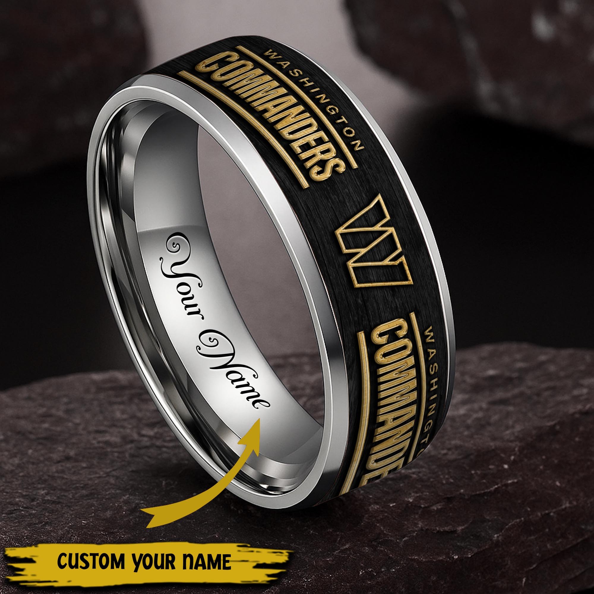 Washington Commanders Stainless Steel Rings Comes With Box Custom Your Name 2025 versions, Gifts For Fan  EHIVM-05032127N