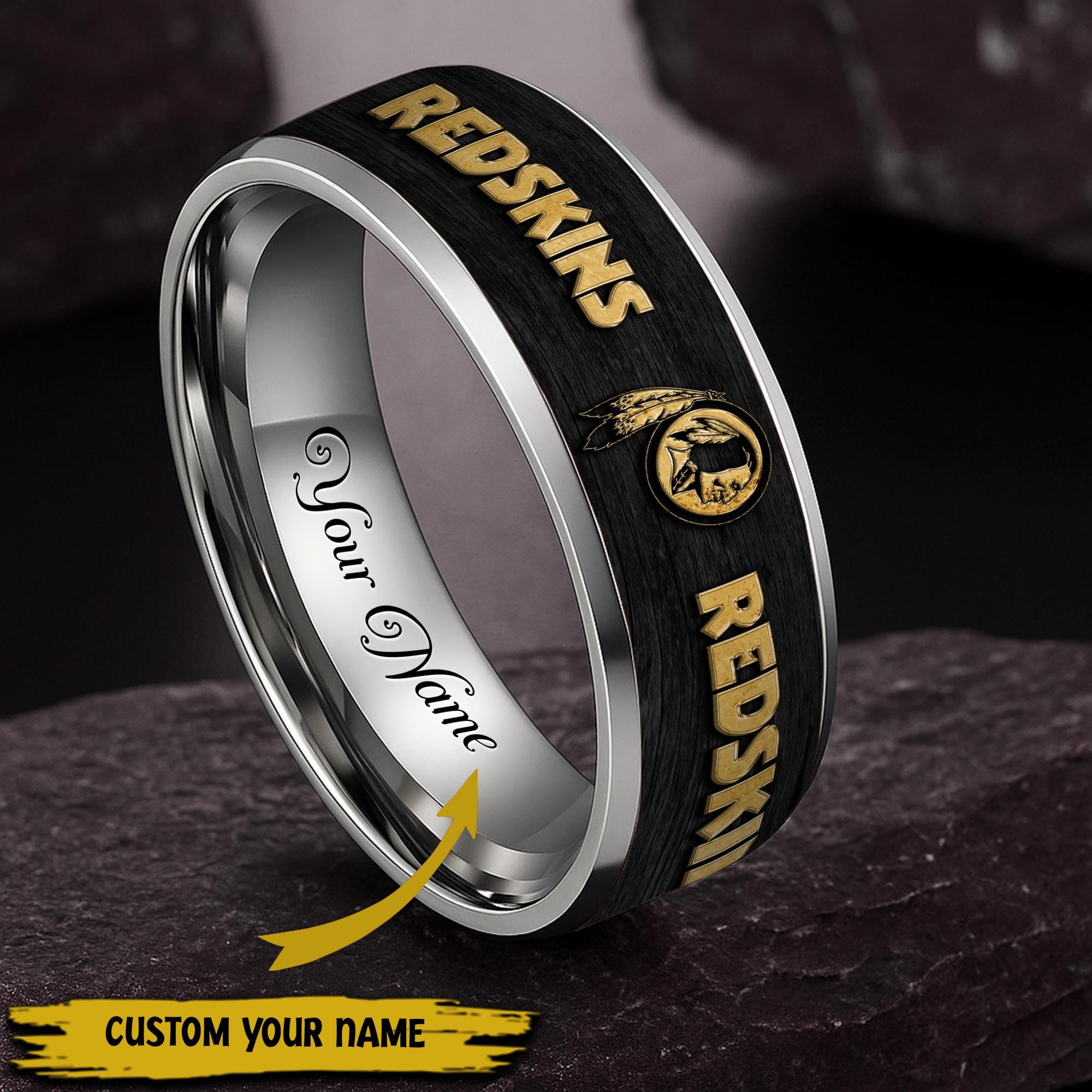 Washington Redskins Stainless Steel Rings Comes With Box Custom Your Name 2025 versions, Gifts For Fan  EHIVM-05032127N