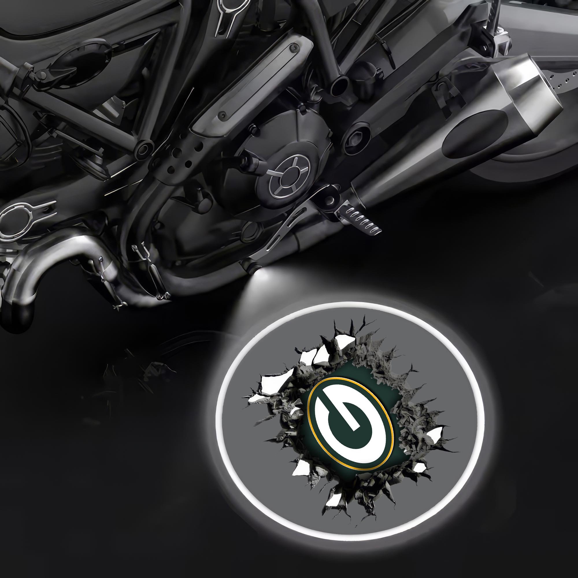 Green Bay Packers Motorcycle Projection Lamp Light, Gifts For Fan EHIVM-06112514