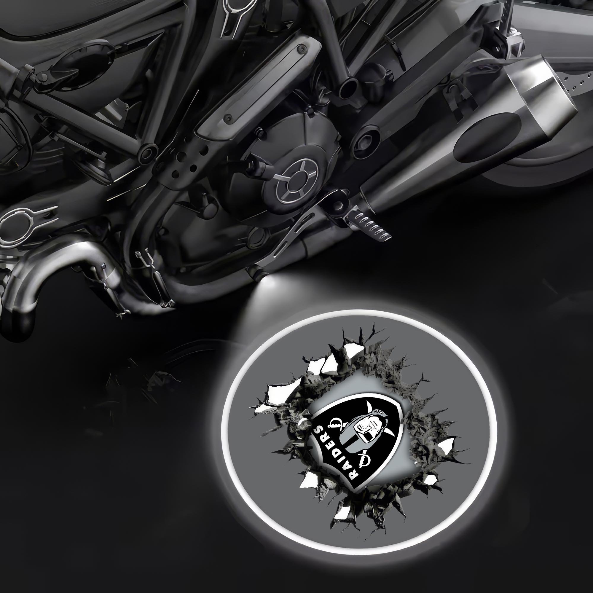 Las Vegas Raiders Motorcycle Projection Lamp Light, Gifts For Fan EHIVM-06112514