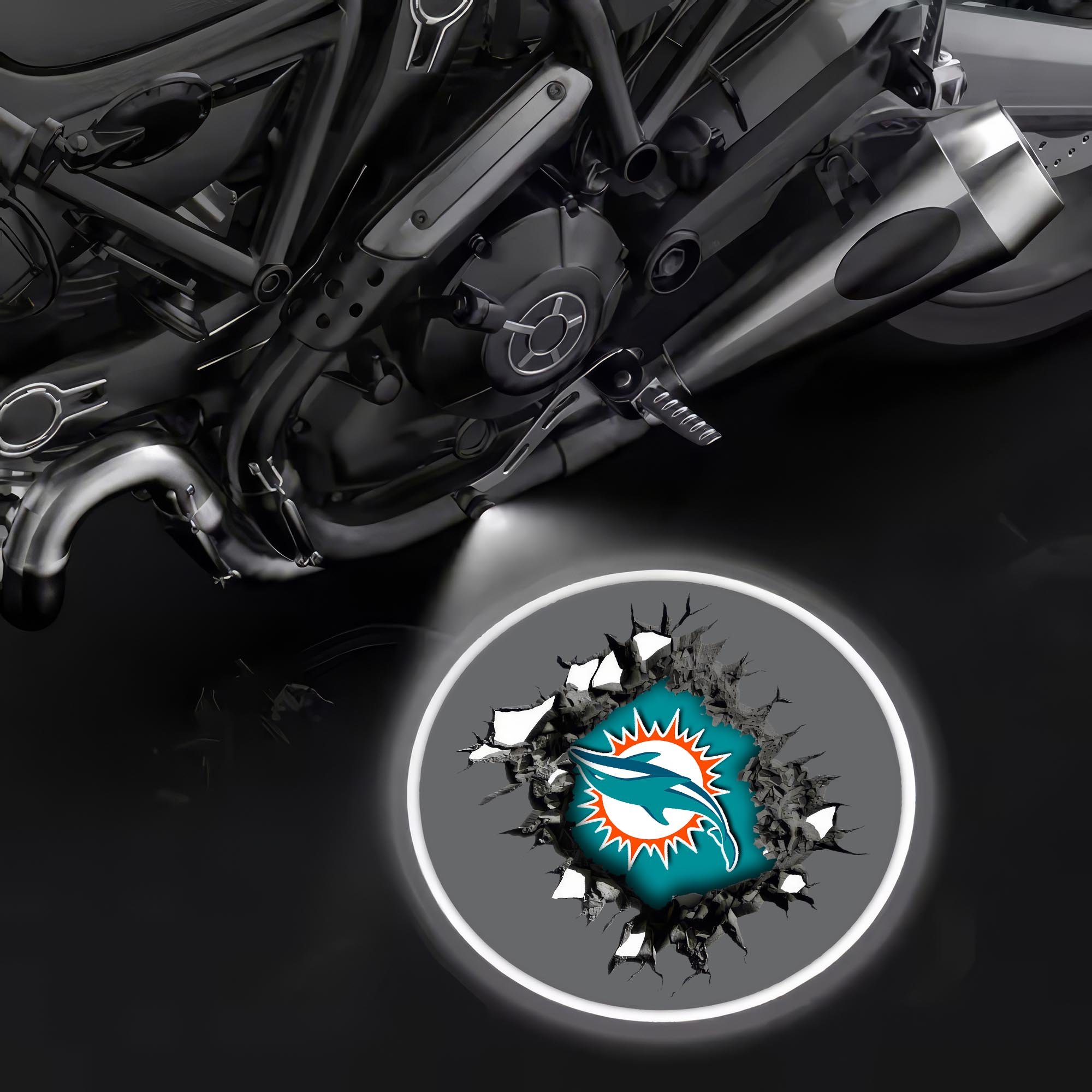 Miami Dolphins Motorcycle Projection Lamp Light, Gifts For Fan EHIVM-06112514