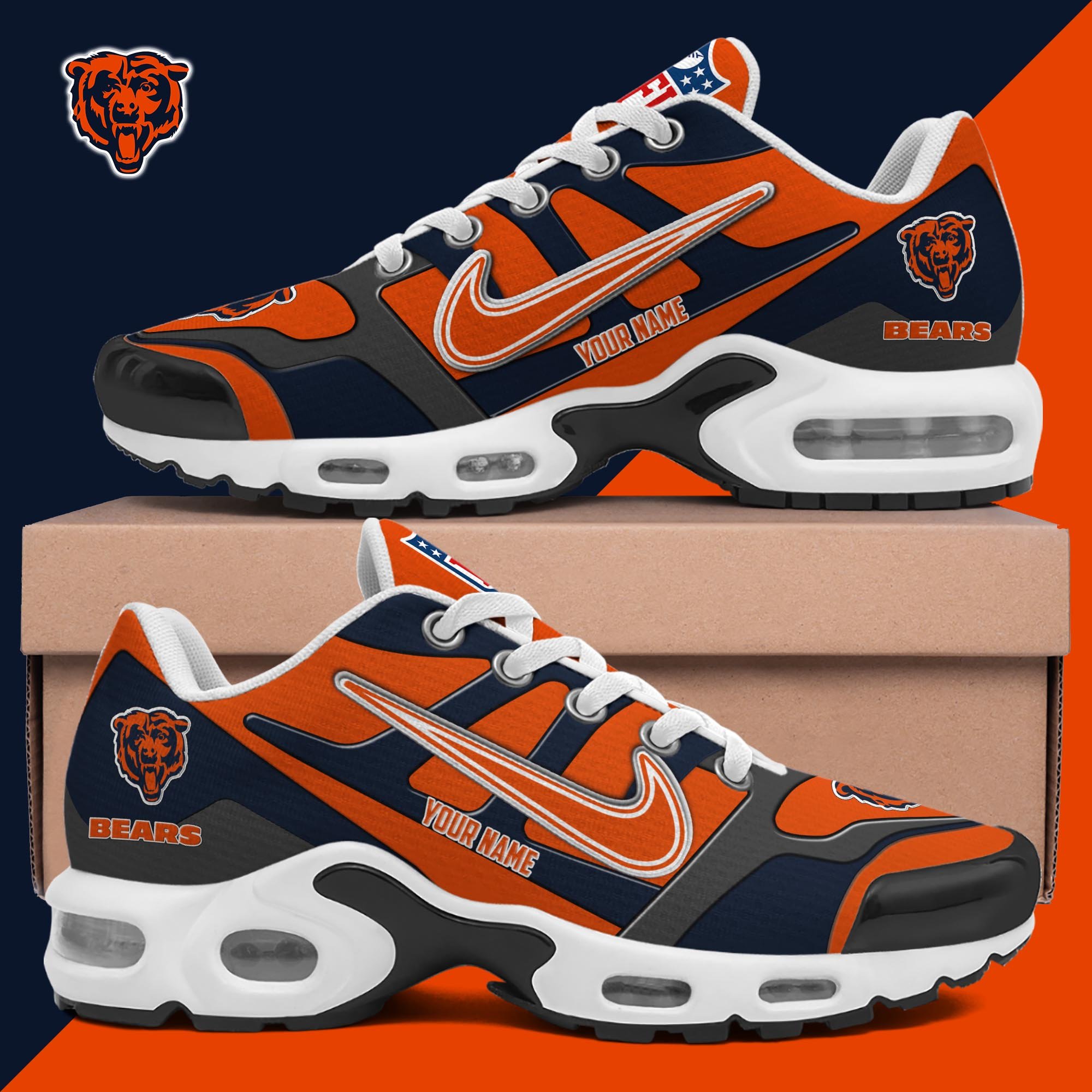 Chicago Bears TN Shoes Custom Your Name, Shoes For Sport Fans, Gift For Fans EHIVM-03311534N
