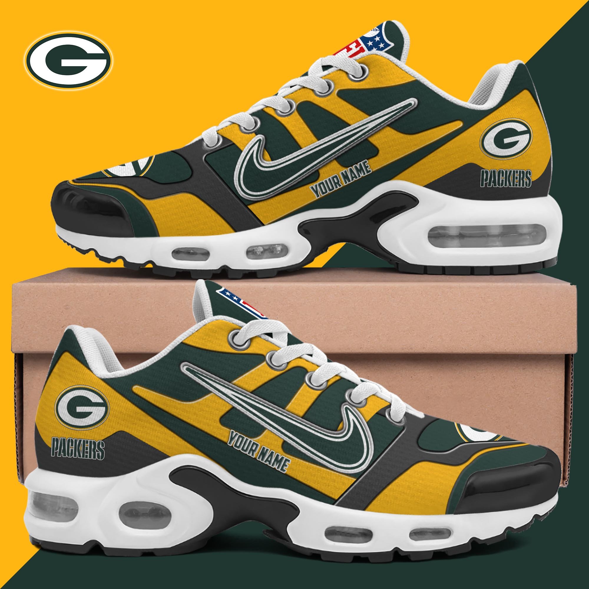 Green Bay Packers TN Shoes Custom Your Name, Shoes For Sport Fans, Gift For Fans EHIVM-03311534N