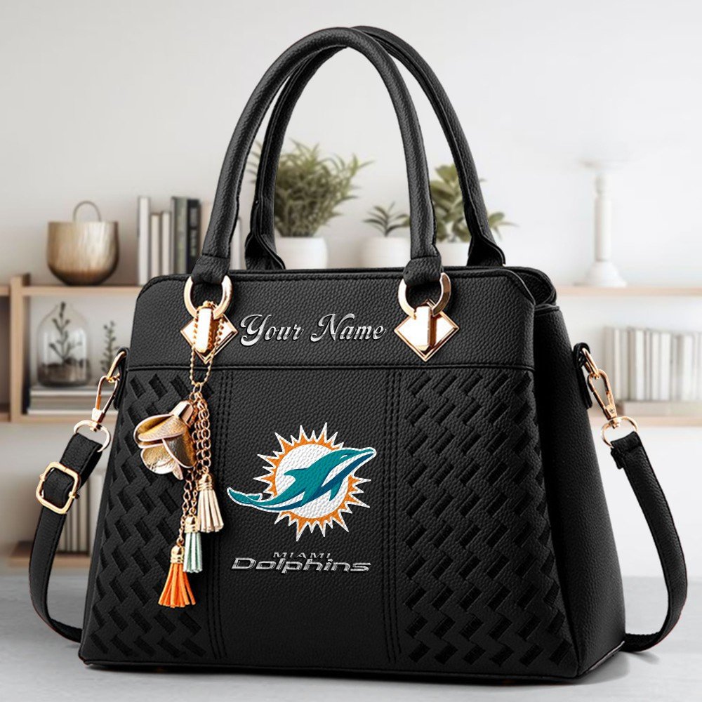 Miami Dolphins Deluxe Handbag For Women Custom Name 2025 Versions, Sport Deluxe Handbag EHIVM-06102506