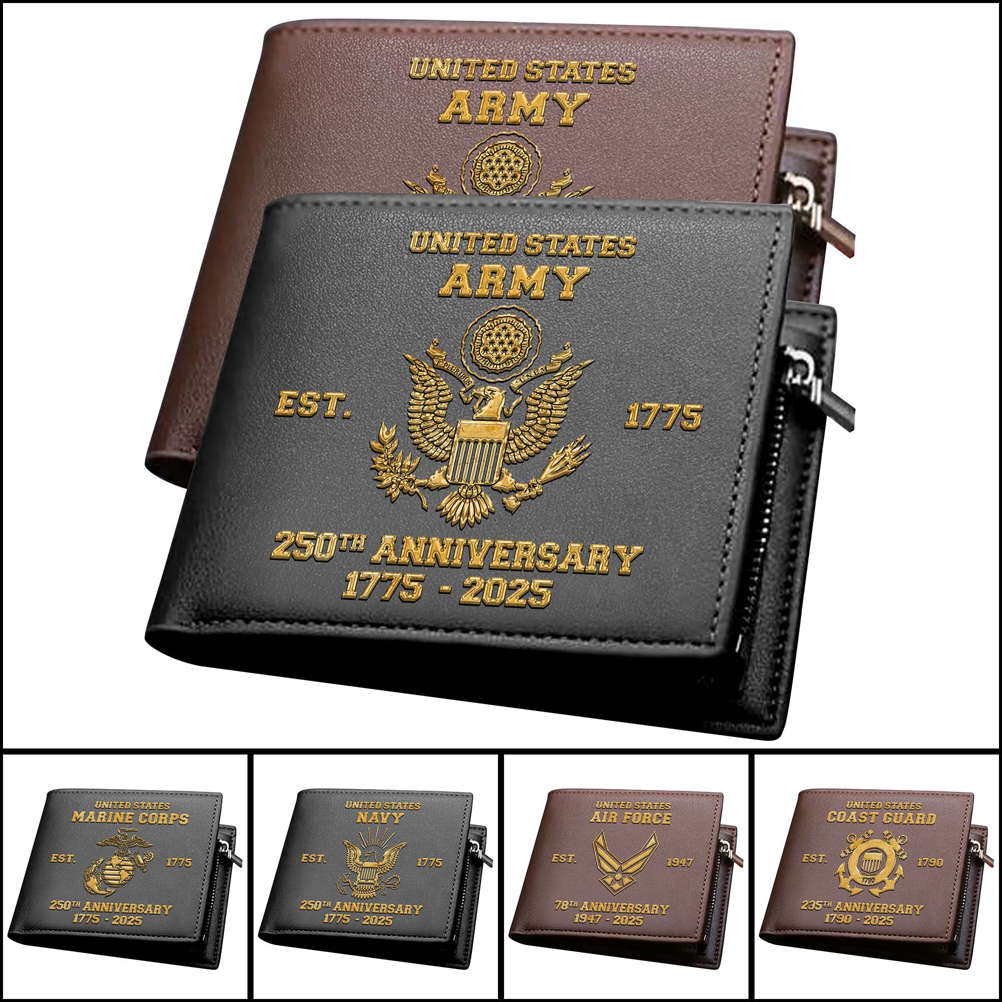 US Military Black And Brown Wallet Men Wallet Custom Wallet, US Military Wallet, US Military Gifts ETRG-05272342