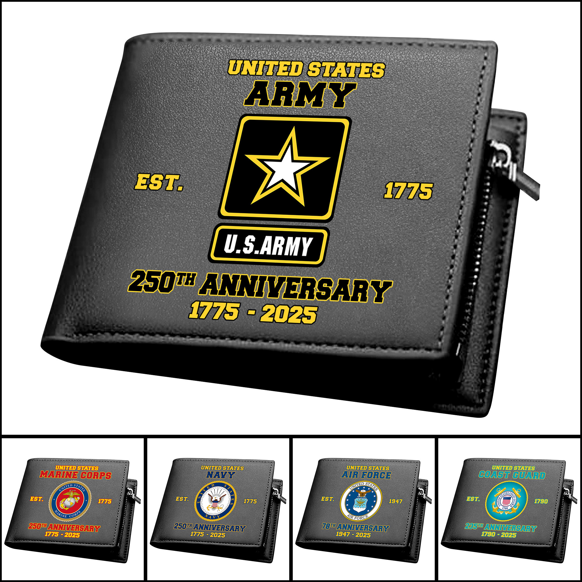 US Military Black Men Wallet Custom Wallet, US Military Wallet, Gift For Soldiers ETRG-06192592