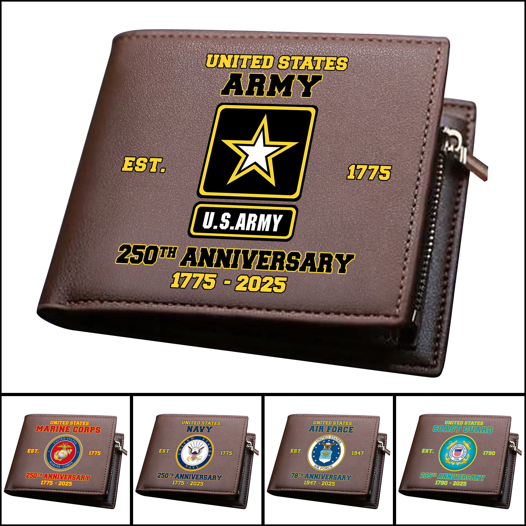 US Military Brown Men Wallet Custom Wallet, US Military Wallet, Gift For Soldiers ETRG-06192592