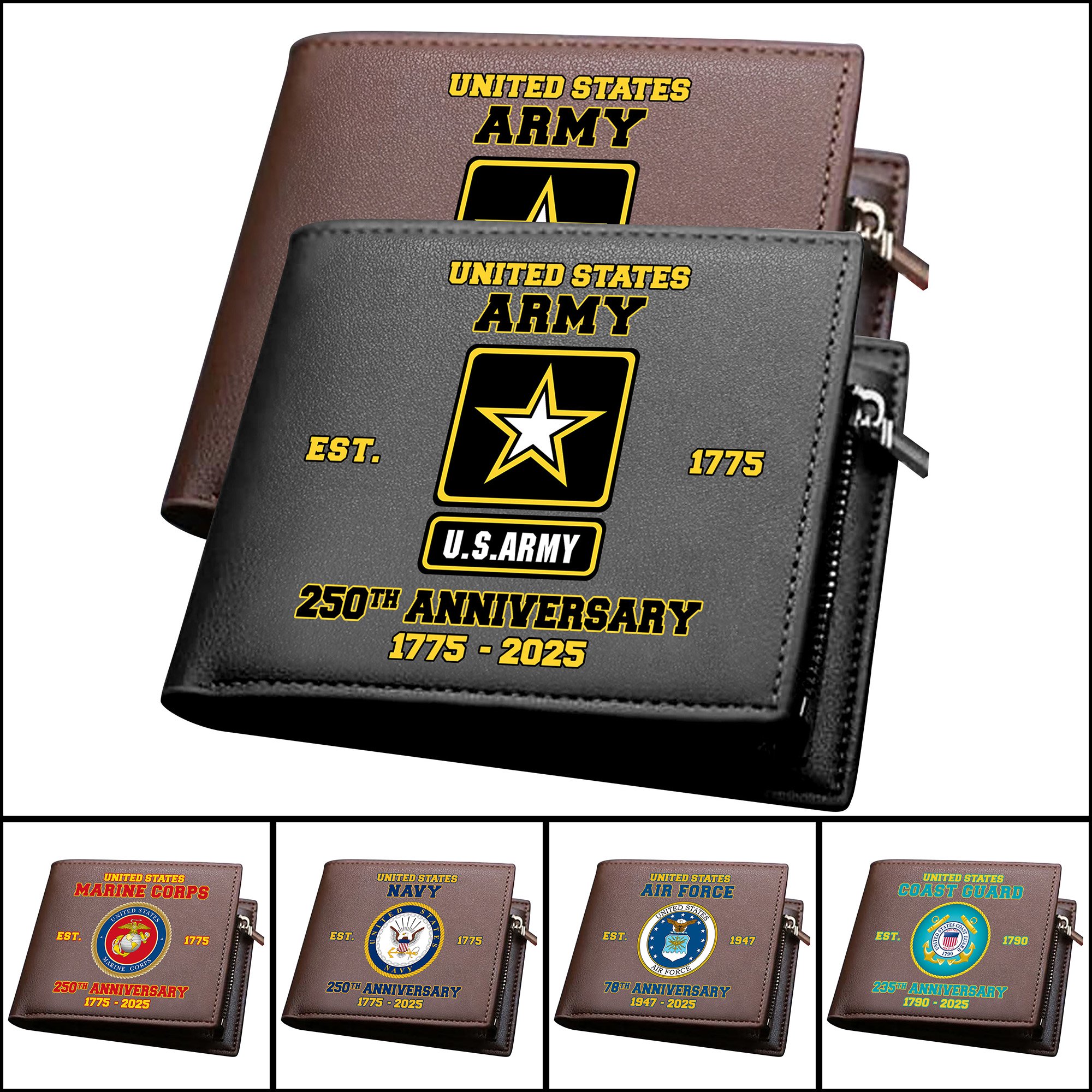 US Military Black And Brown Men Wallet Custom Wallet, US Military Wallet, Gift For Soldiers ETRG-06192592