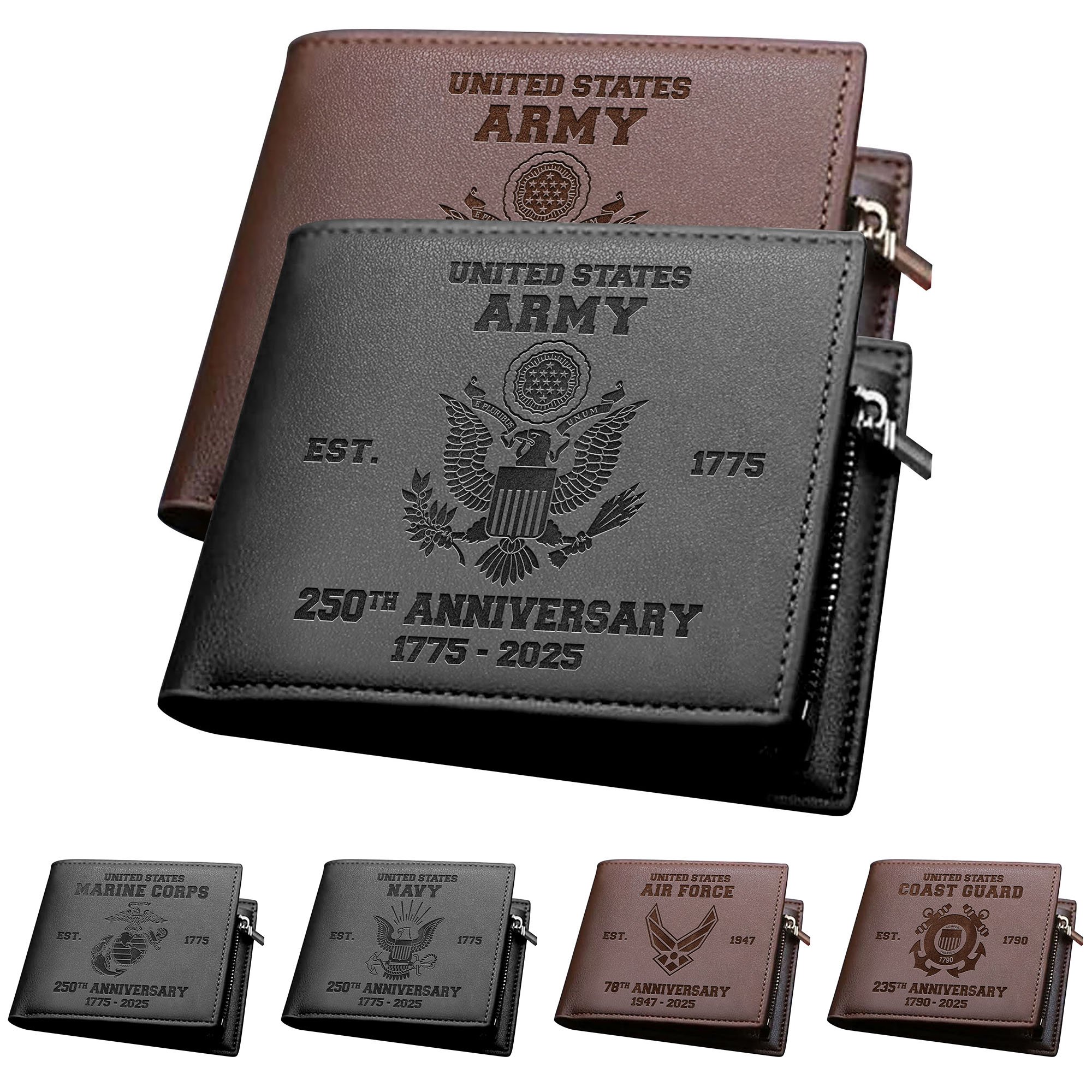 US Military Black And Brown Men Wallet Custom Wallet, Military Wallet, Gift For Military ETRG-06192593