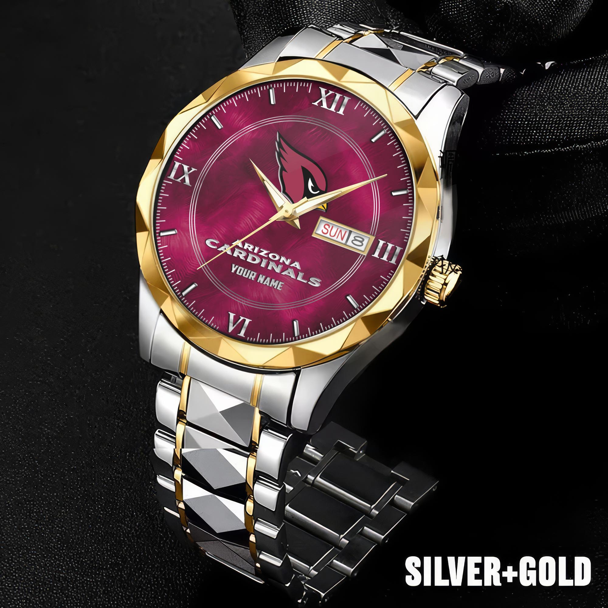Alternative view of Arizona Cardinals Stainless Steel Watches For Men Custom Your Name, Sport Stainless Steel Watches For Men EHIVM-005032130N