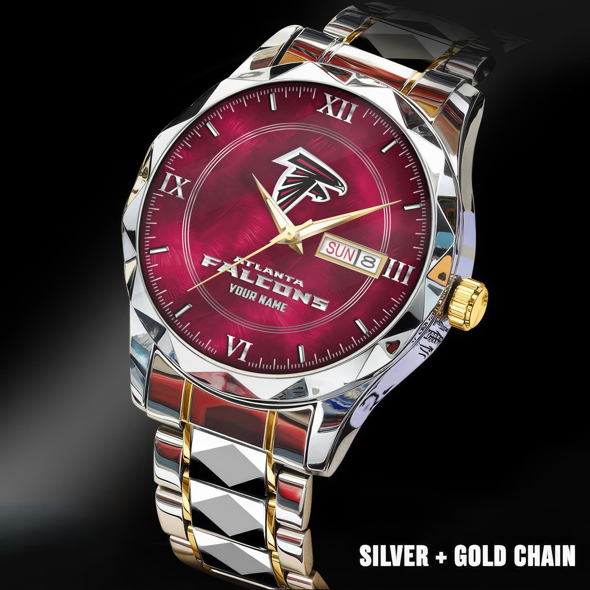 Atlanta Falcons Stainless Steel Watches For Men Custom Your Name, Sport Stainless Steel Watches For Men EHIVM-005032130N
