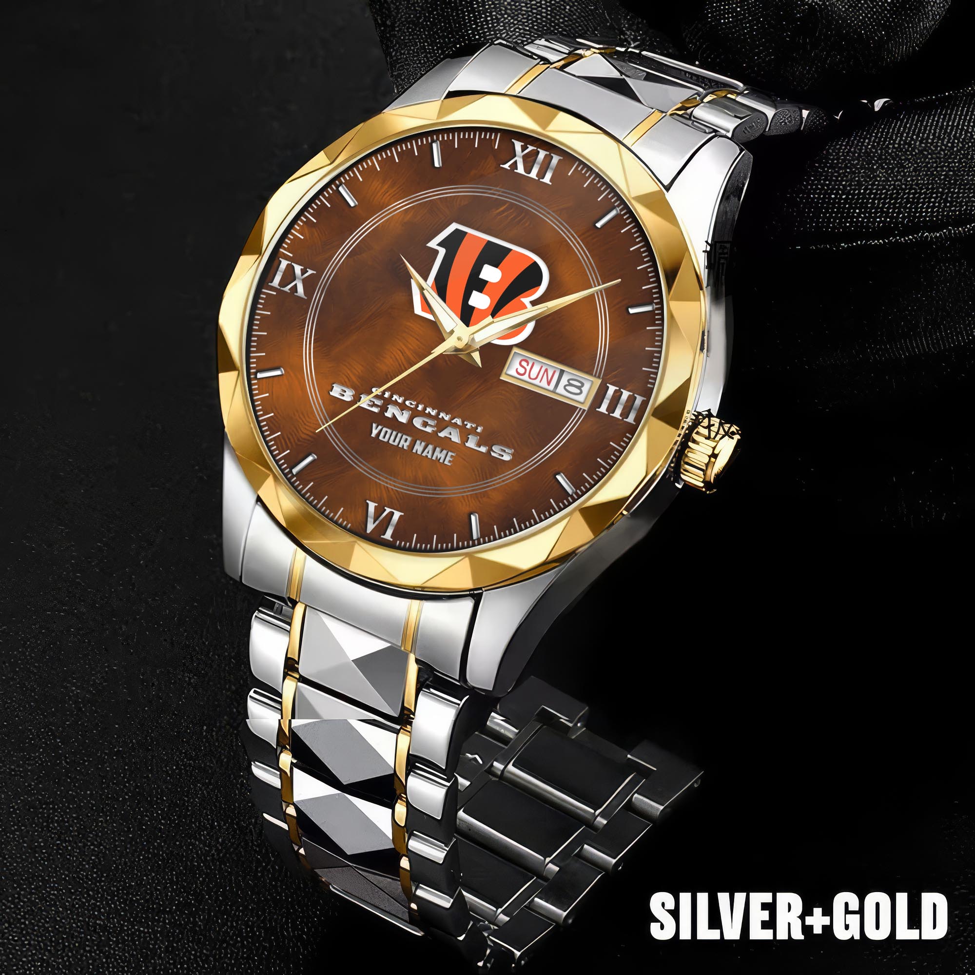 Alternative view of Cincinnati Bengals Stainless Steel Watches For Men Custom Your Name, Sport Stainless Steel Watches For Men EHIVM-005032130N