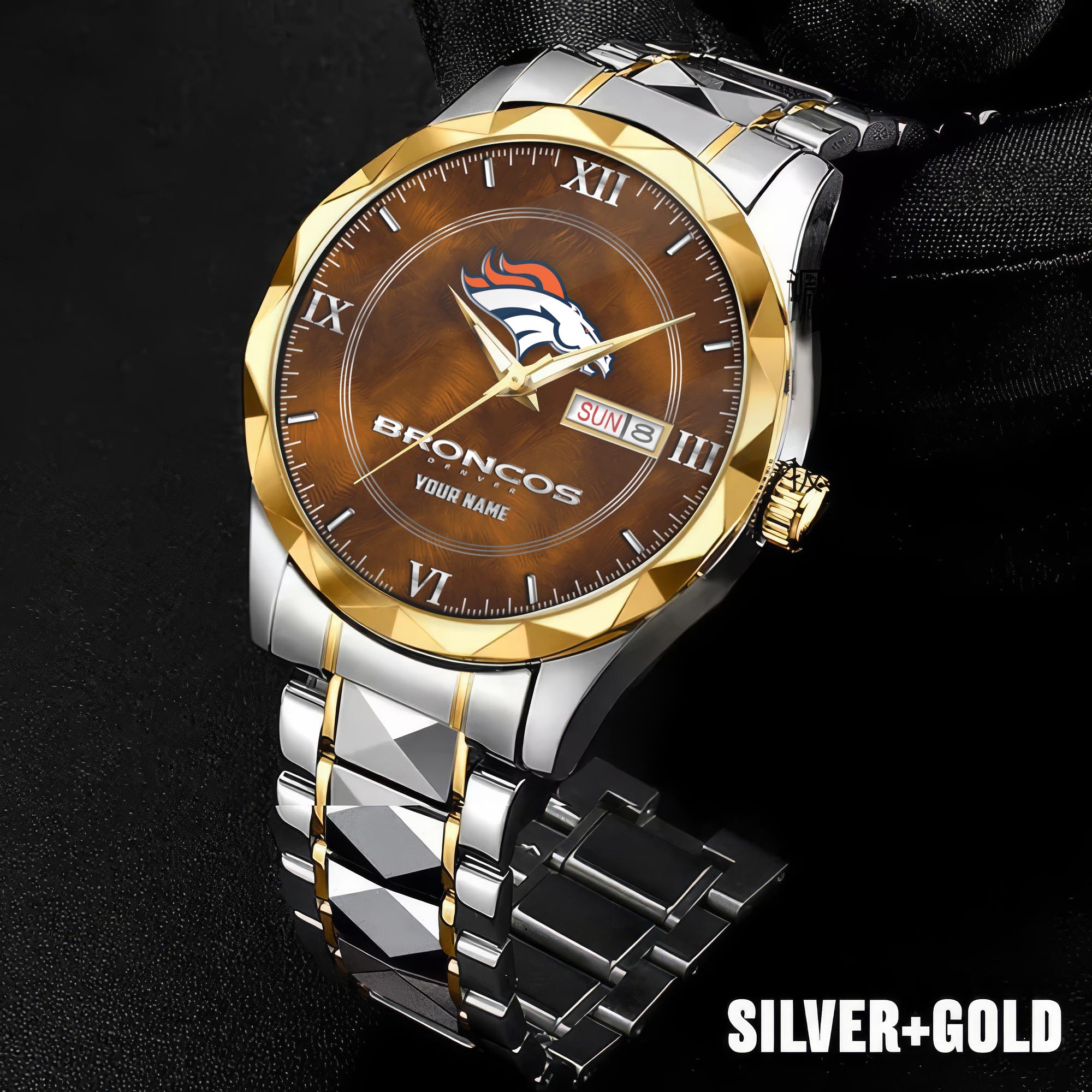 Alternative view of Denver Broncos Stainless Steel Watches For Men Custom Your Name, Sport Stainless Steel Watches For Men EHIVM-005032130N