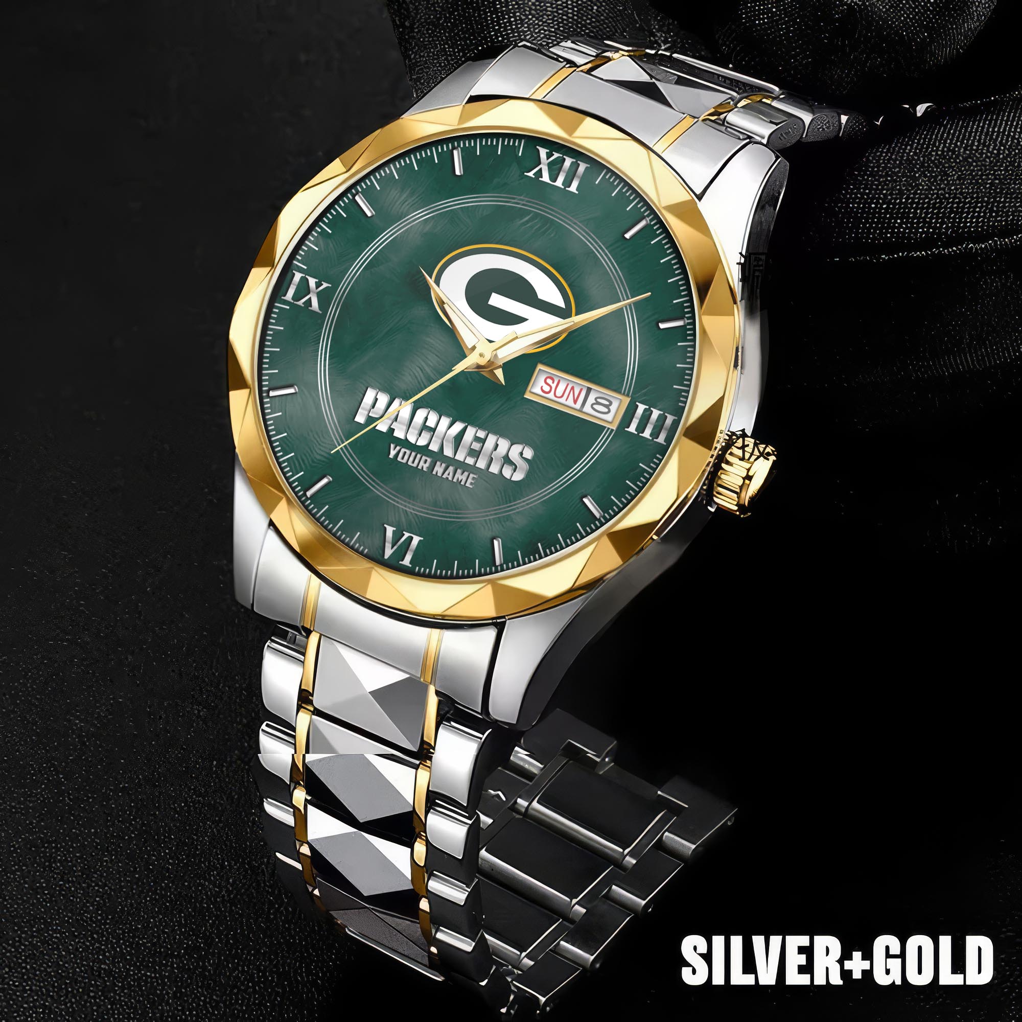 Alternative view of Green Bay Packers Stainless Steel Watches For Men Custom Your Name, Sport Stainless Steel Watches For Men EHIVM-005032130N
