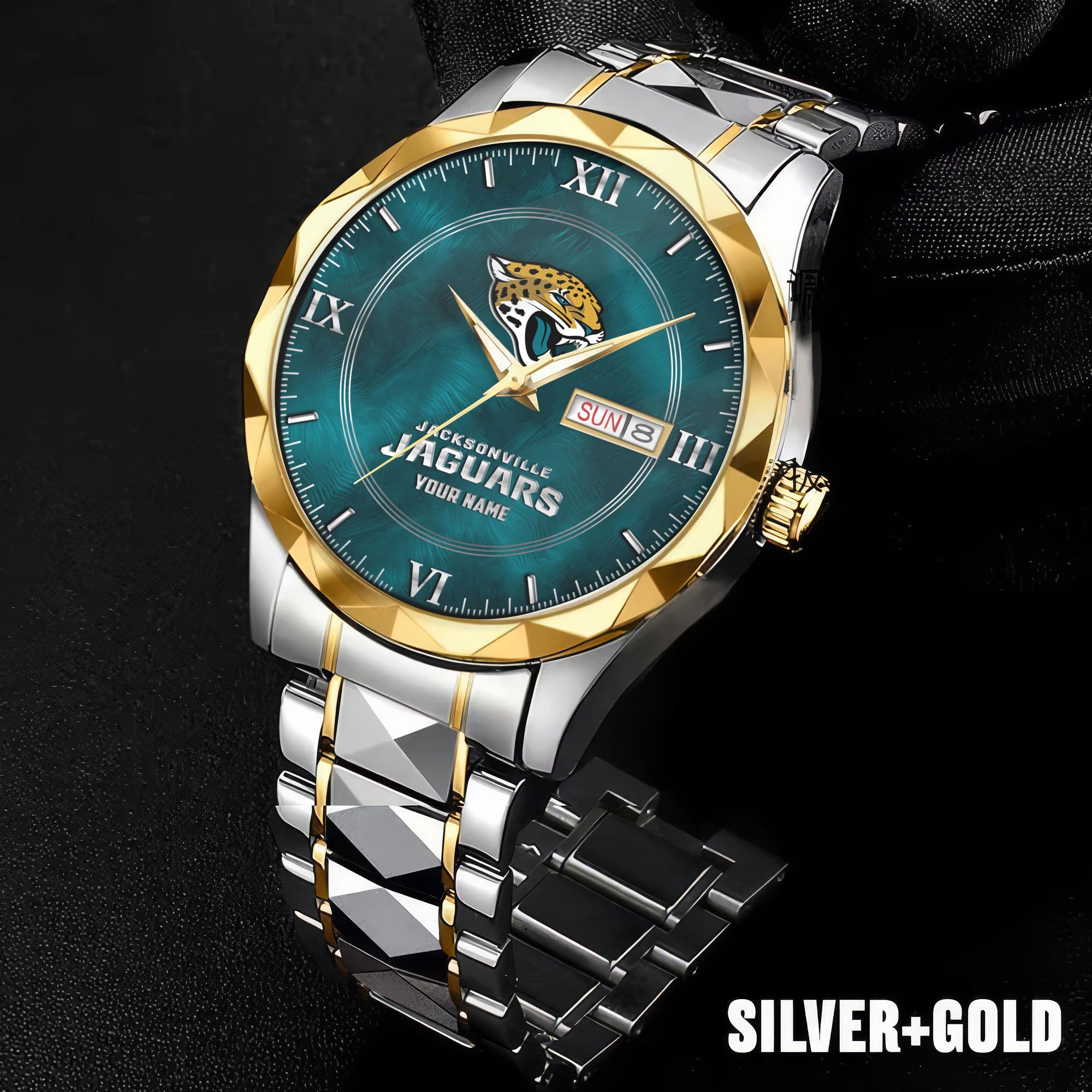 Alternative view of Jacksonville Jaguars Stainless Steel Watches For Men Custom Your Name, Sport Stainless Steel Watches For Men EHIVM-005032130N