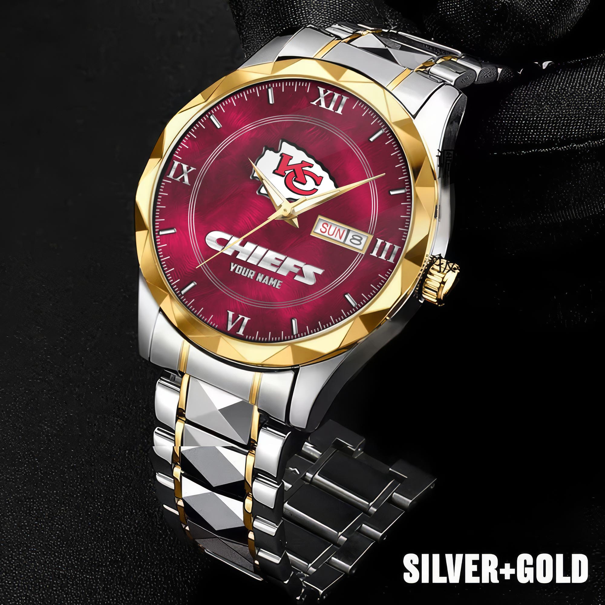 Alternative view of Kansas City Chiefs Stainless Steel Watches For Men Custom Your Name, Sport Stainless Steel Watches For Men EHIVM-005032130N