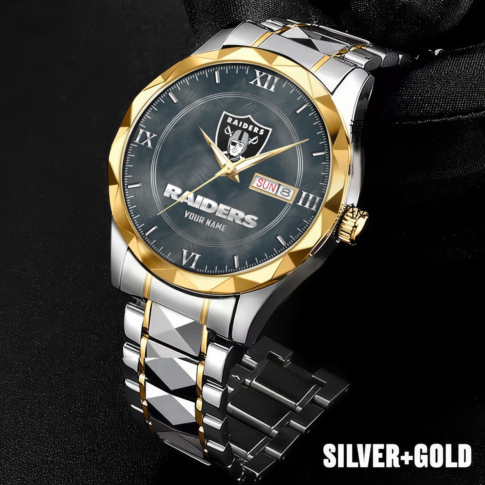 Alternative view of Las Vegas Raiders Stainless Steel Watches For Men Custom Your Name, Sport Stainless Steel Watches For Men EHIVM-005032130N