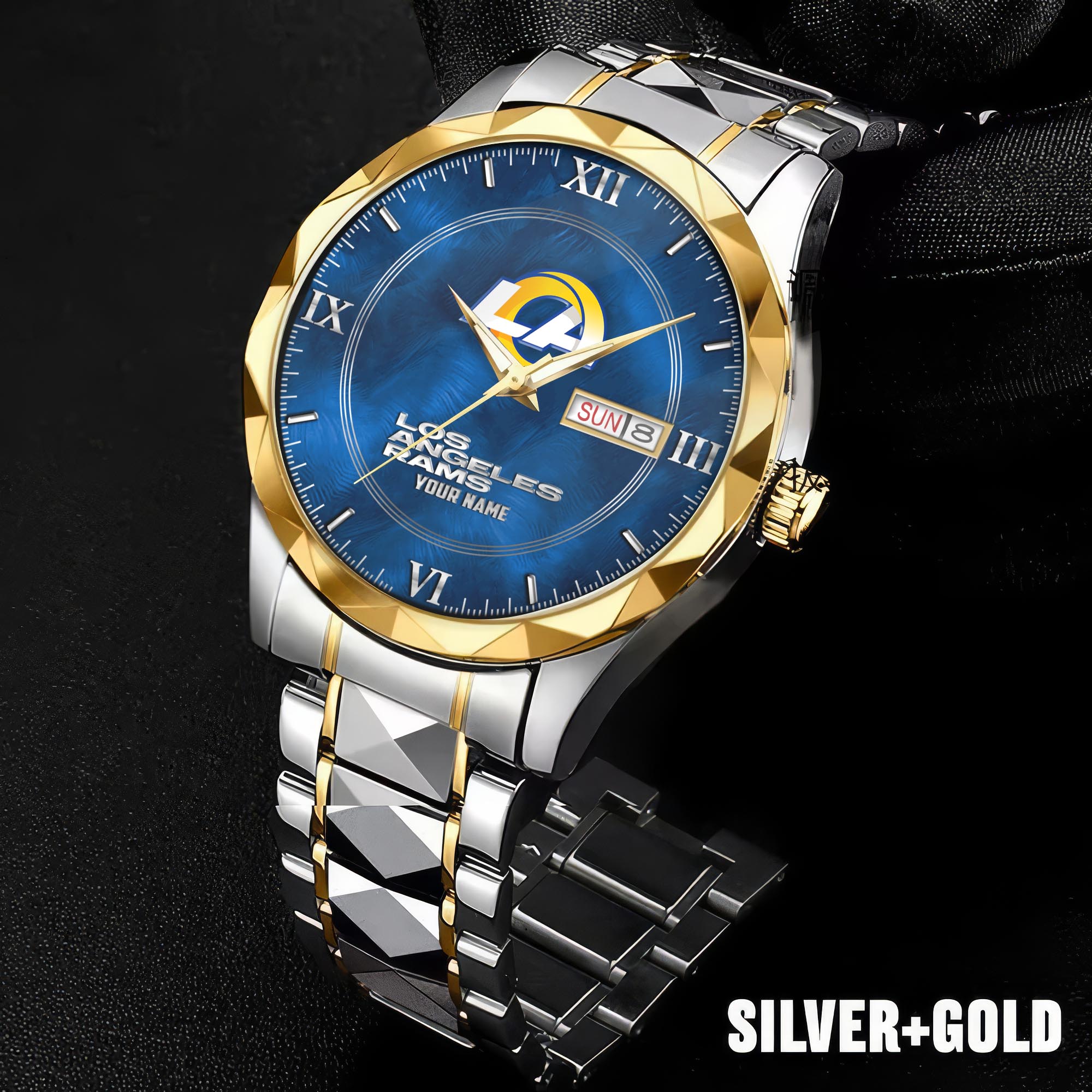 Alternative view of Los Angeles Rams Stainless Steel Watches For Men Custom Your Name, Sport Stainless Steel Watches For Men EHIVM-005032130N