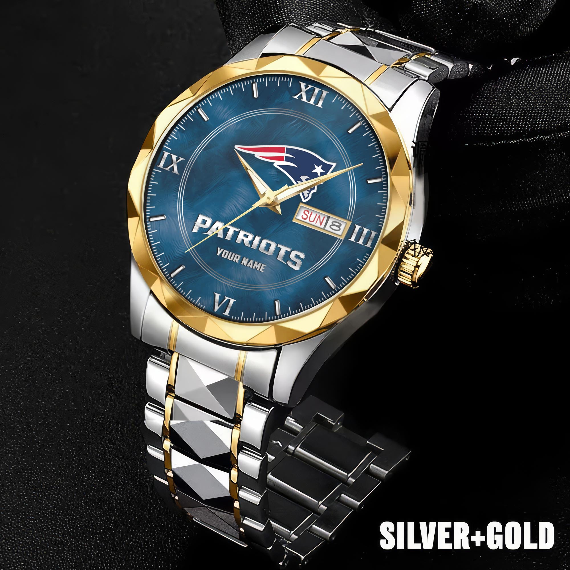 Alternative view of New England Patriots Stainless Steel Watches For Men Custom Your Name, Sport Stainless Steel Watches For Men EHIVM-005032130N