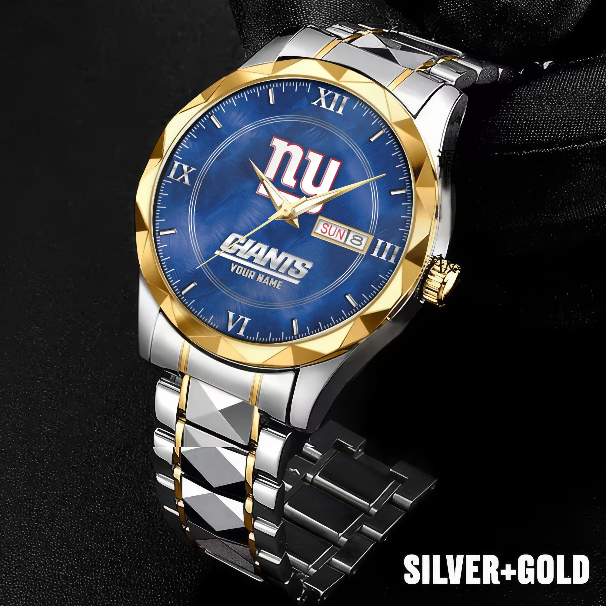 Alternative view of New York Giants Stainless Steel Watches For Men Custom Your Name, Sport Stainless Steel Watches For Men EHIVM-005032130N