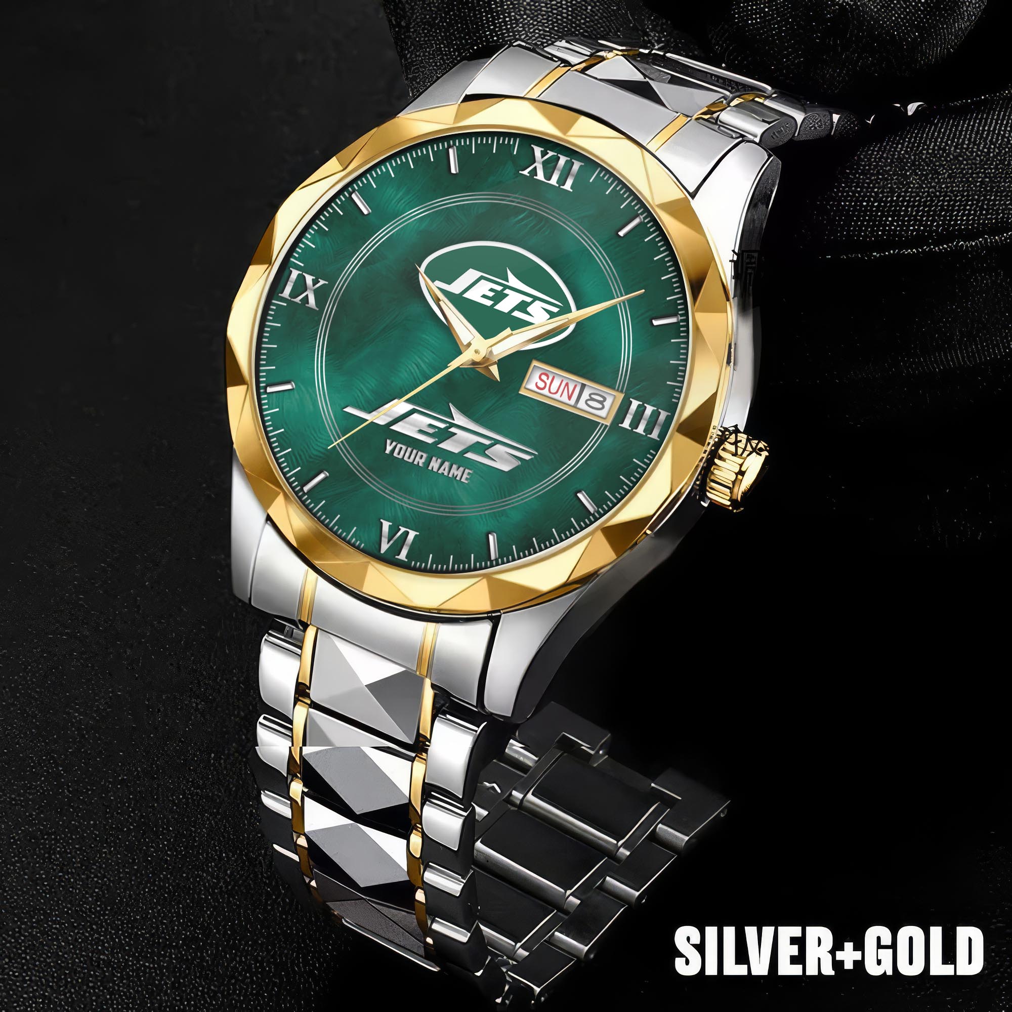 Alternative view of New York Jets Stainless Steel Watches For Men Custom Your Name, Sport Stainless Steel Watches For Men EHIVM-005032130N
