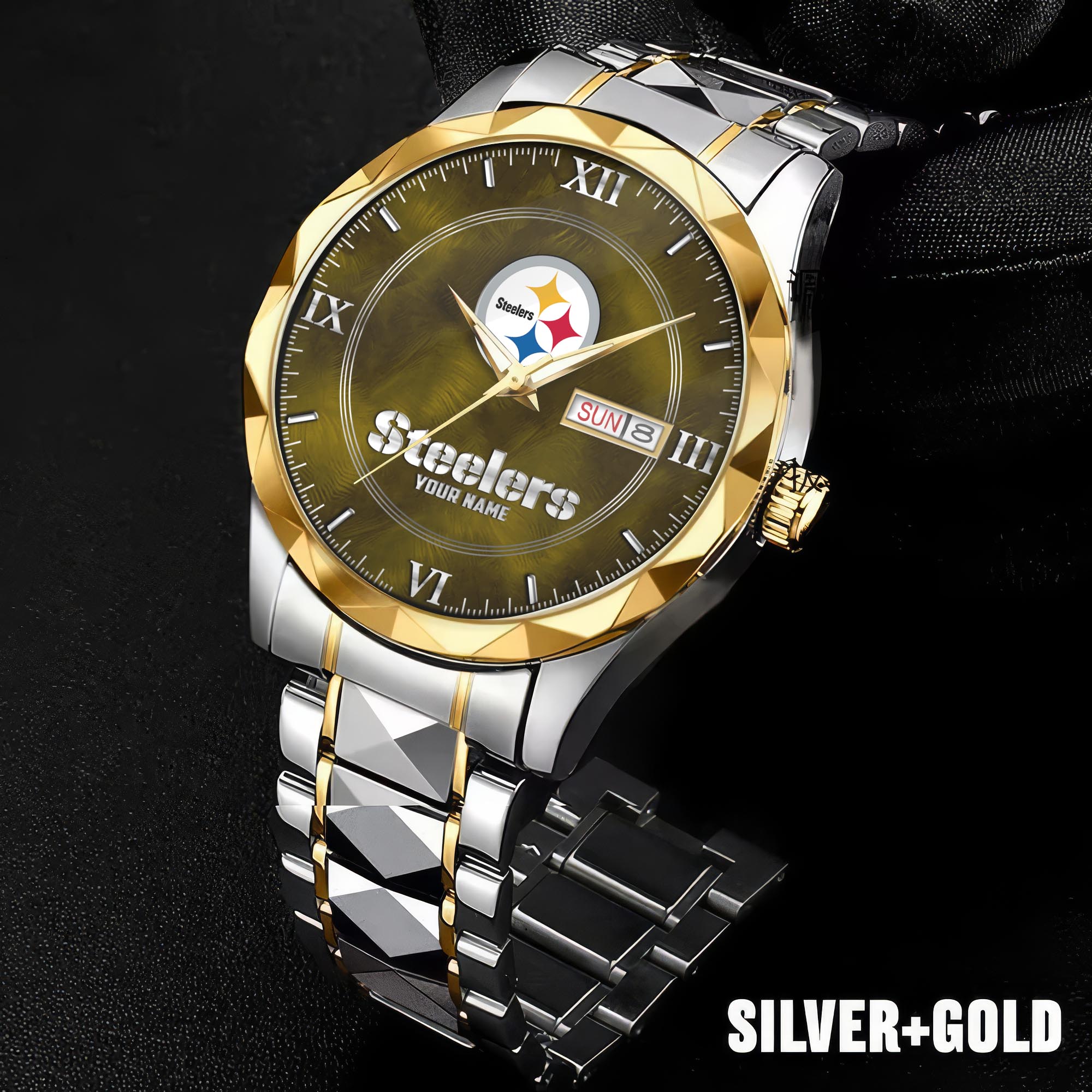 Alternative view of Pittsburgh Steelers Stainless Steel Watches For Men Custom Your Name, Sport Stainless Steel Watches For Men EHIVM-005032130N